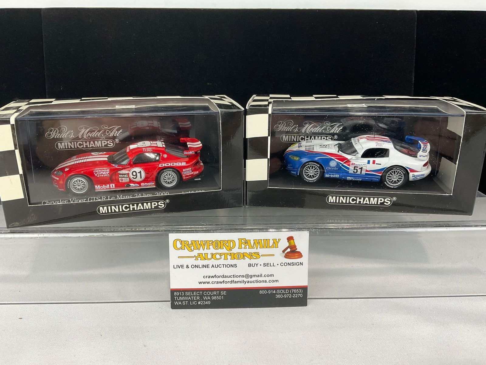 2 Minichamps 1/43 Diecast Car Models, 2x 2000 Viper GTS-R Daytona & LM 24H, Olivier Beretta (1 of 7)