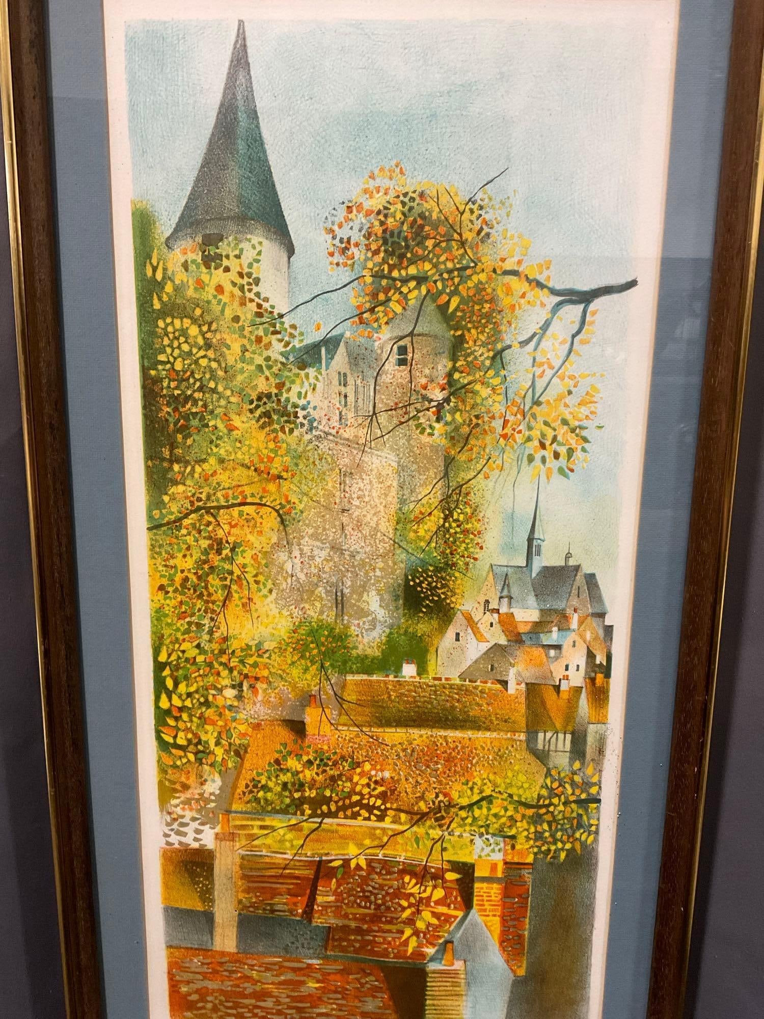 Framed Signed & #d 155/275 Litho titled Les Toits by Claude Grosperrin(1936-1977), 33x17 inches - 2