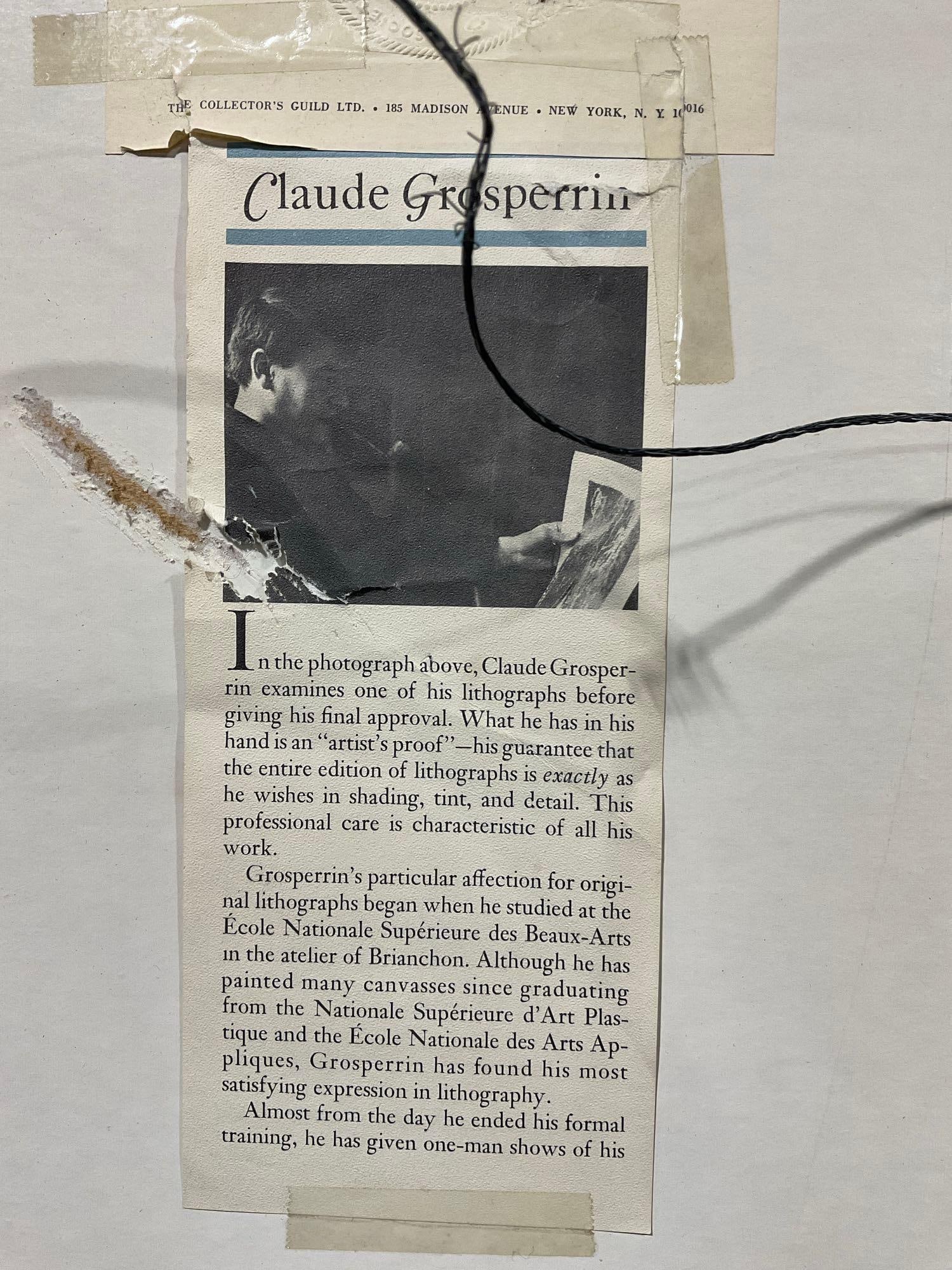 Framed Signed & #d 155/275 Litho titled Les Toits by Claude Grosperrin(1936-1977), 33x17 inches - 9