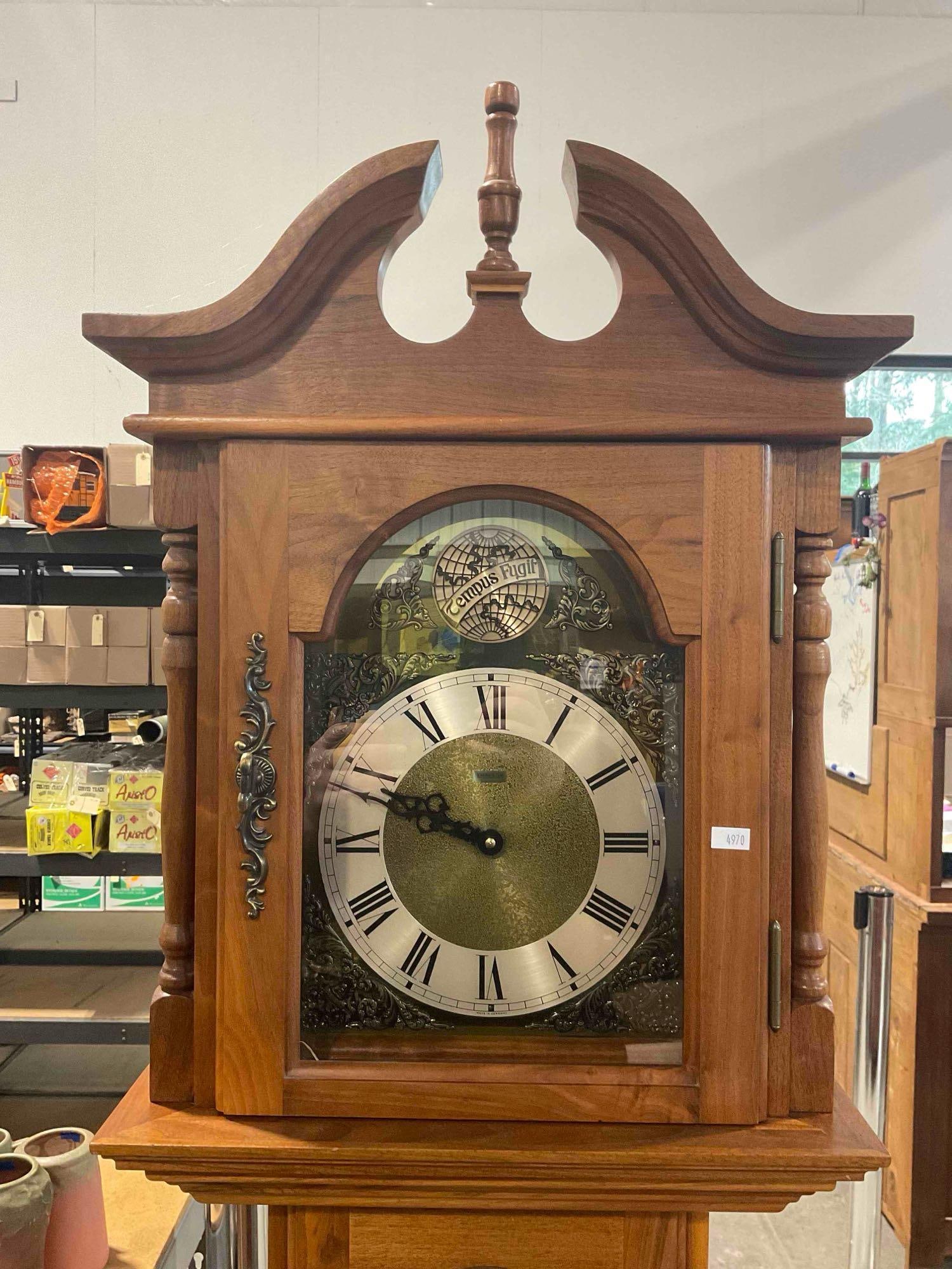 Vintage Emperor Clock Co. Grandfather Clock Model 120 w/ Weights. Excellent Condition. - 2