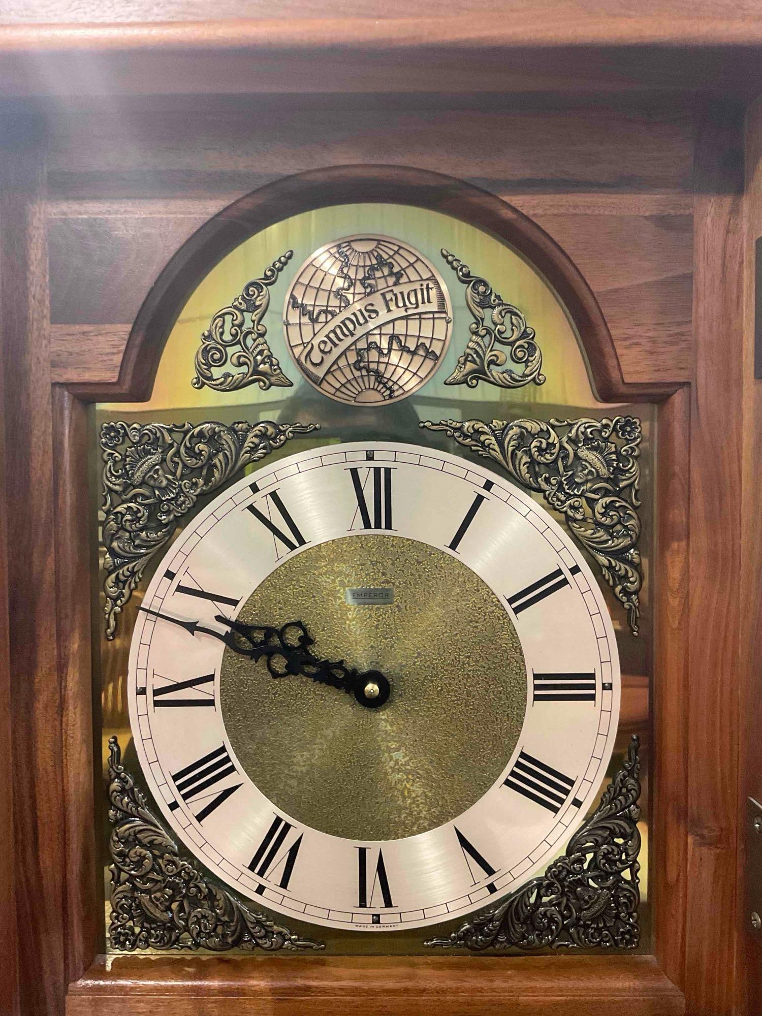 Vintage Emperor Clock Co. Grandfather Clock Model 120 w/ Weights. Excellent Condition. - 6