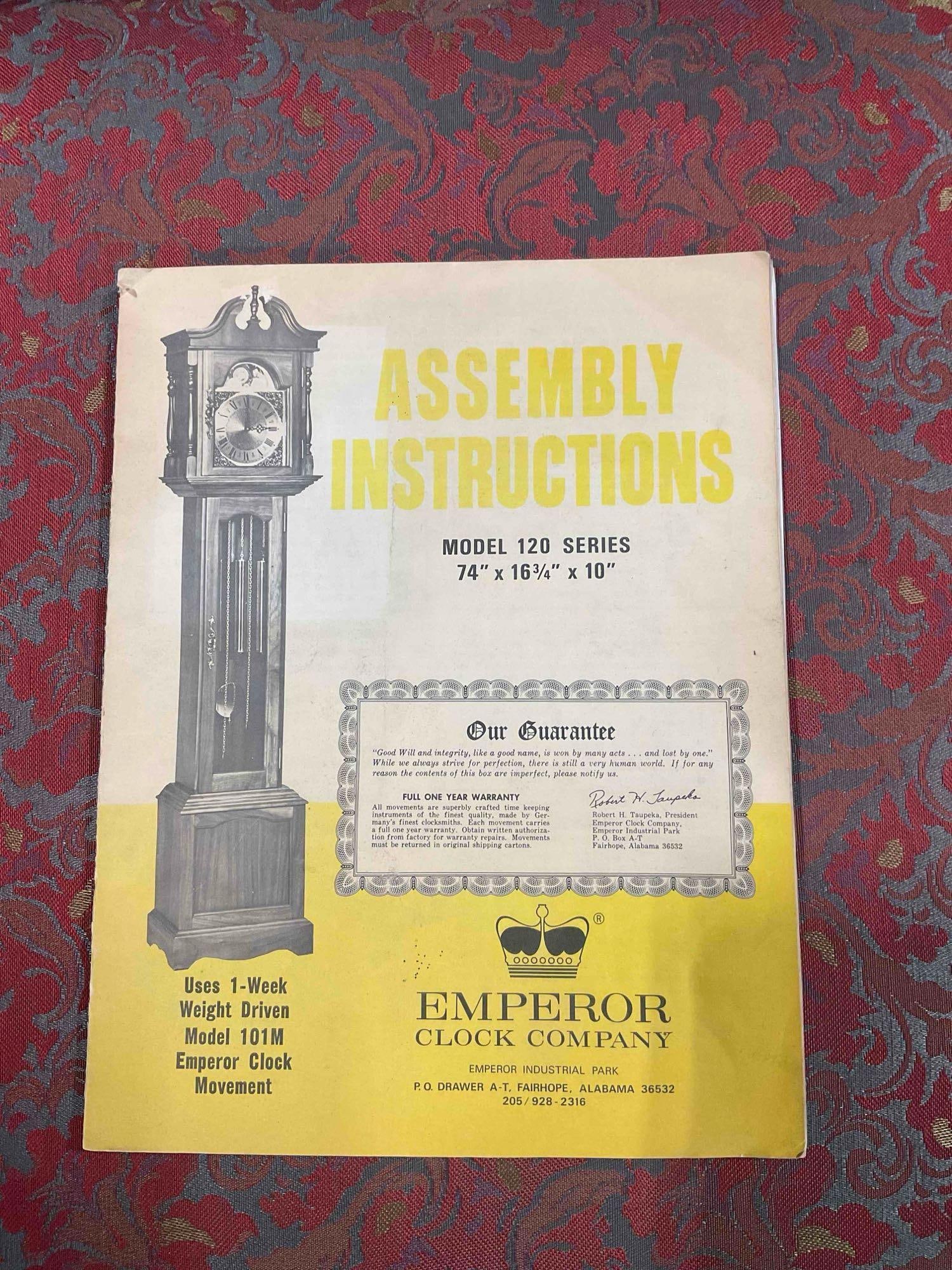 Vintage Emperor Clock Co. Grandfather Clock Model 120 w/ Weights. Excellent Condition. - 7