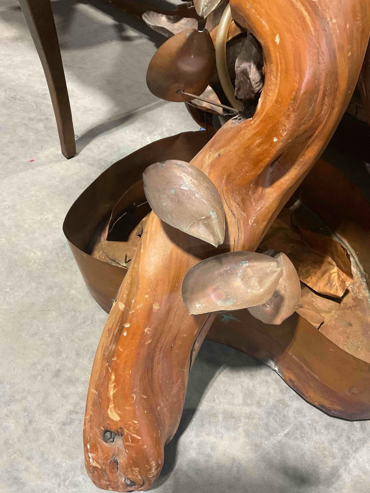 Dramatic Driftwood & Copper Figural Sculpture Water Feature Fountain. Not Working. As Is. - 5
