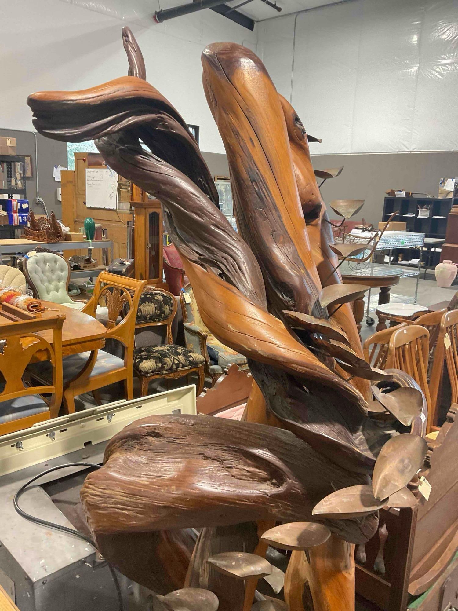 Dramatic Driftwood & Copper Figural Sculpture Water Feature Fountain. Not Working. As Is. - 7