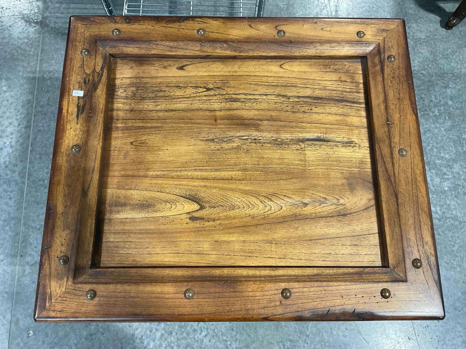 Klaussner Oak? Wood Side Table w/ Recessed Top & Brass Sun Details. Excellent Condition. See pics. - 4