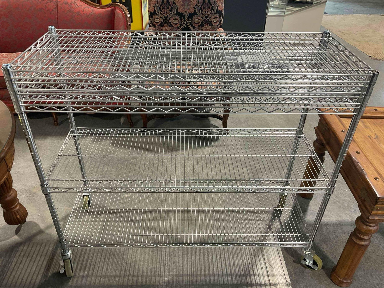 Partially Assembled Industrial Metal 6-Tier Shelving System Rolling Shelf. Excellent Condition.: Partially Assembled Industrial Metal 6-Tier Shelving System Rolling Shelf. Excellent Condition. Looks to include all pieces. Measures 48" x 18" x 41" DM-5600 *Freight Required if shipped, Buyer