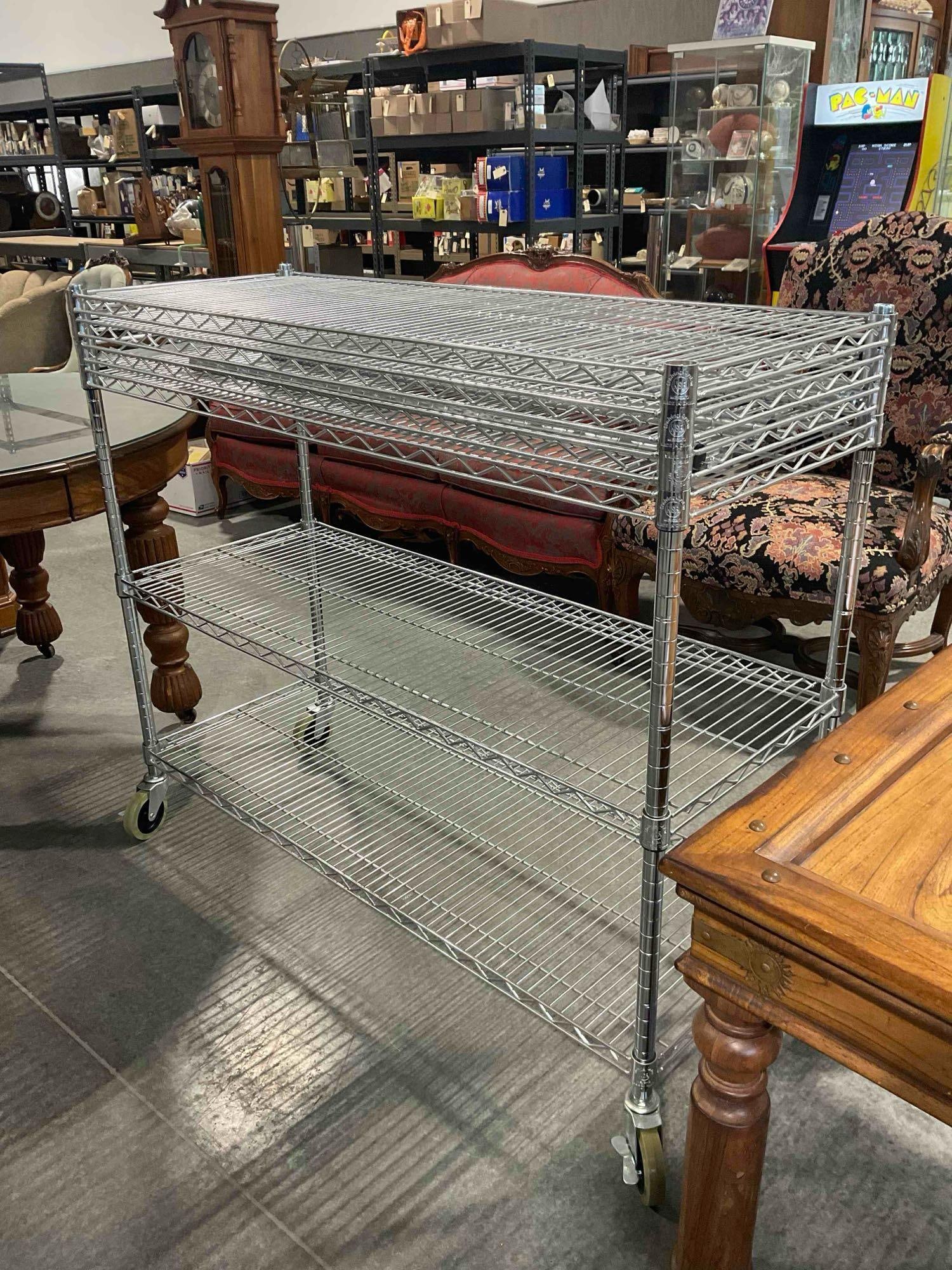 Partially Assembled Industrial Metal 6-Tier Shelving System Rolling Shelf. Excellent Condition. - 2