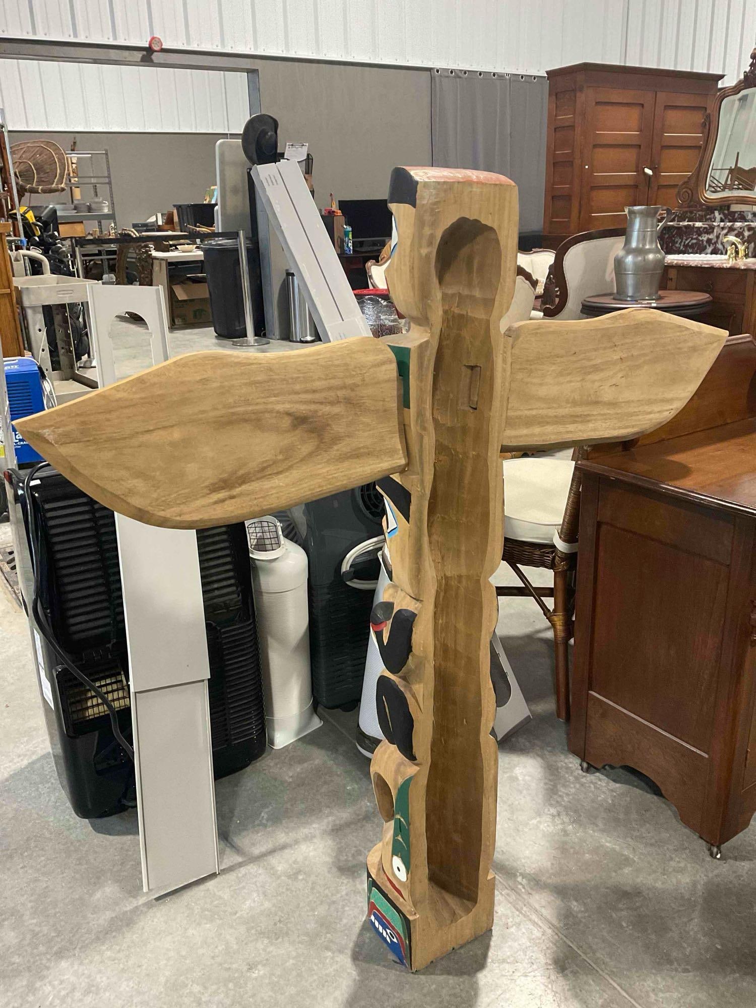 Native American Inspired Carved & Painted PNW Wooden Totem Pole from Northern Heights Trading Co. - 6