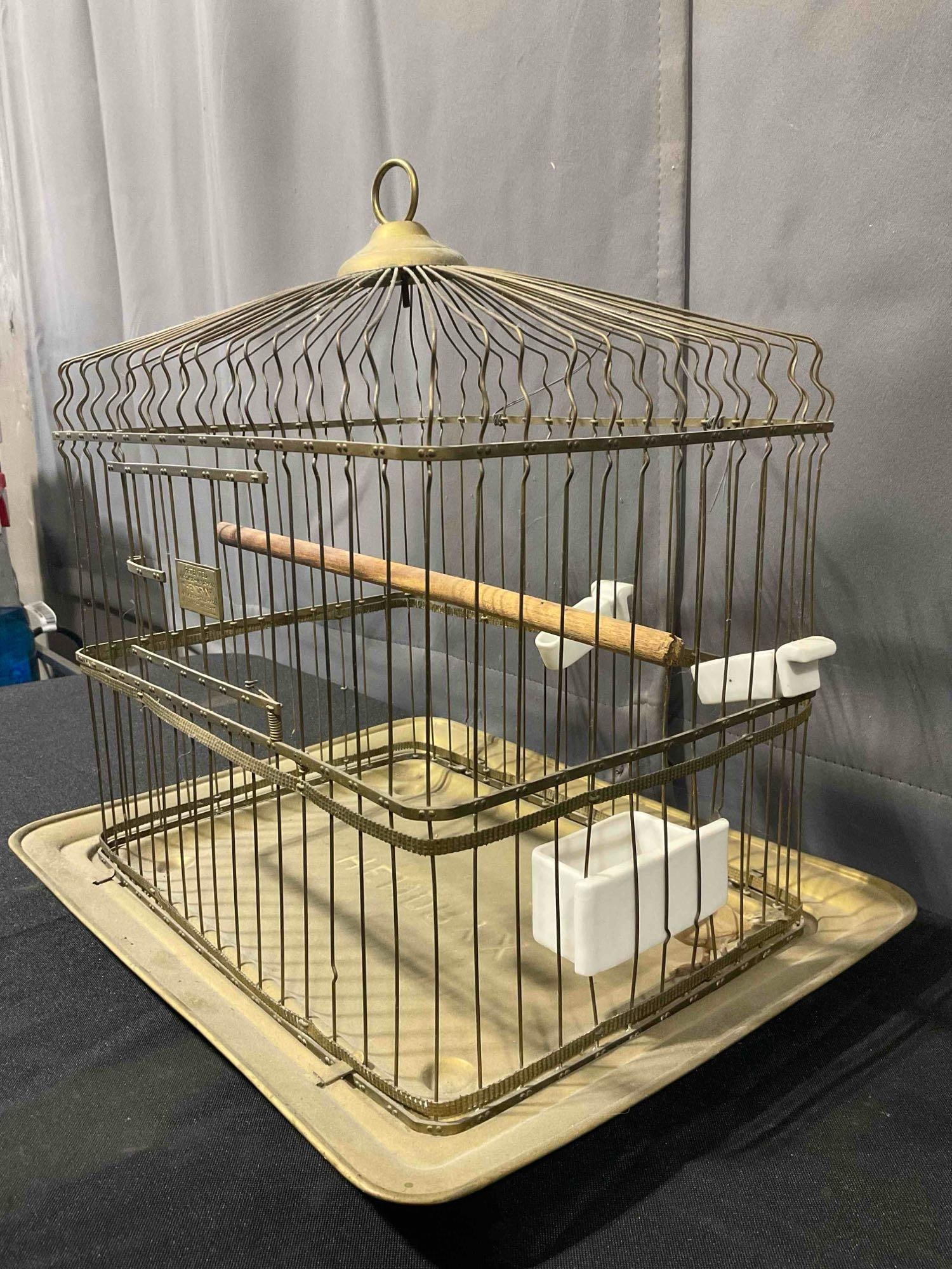 Antique Hendryx Brass Metal Wire Bird Cage. Very Good Condition. See pics. - 2