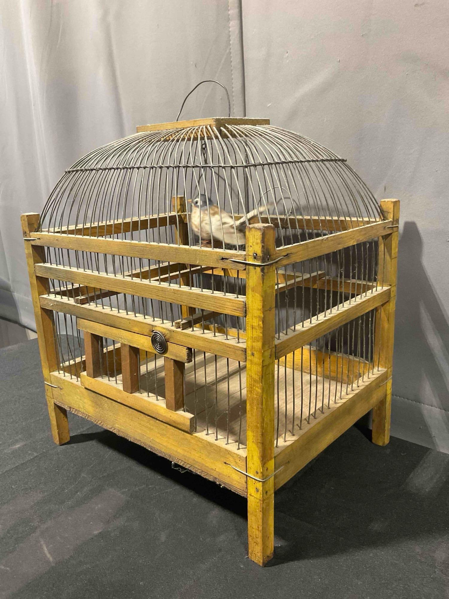 Vintage Wood & Metal Wire Bird Cage. Very Good Condition. See pics. - 2