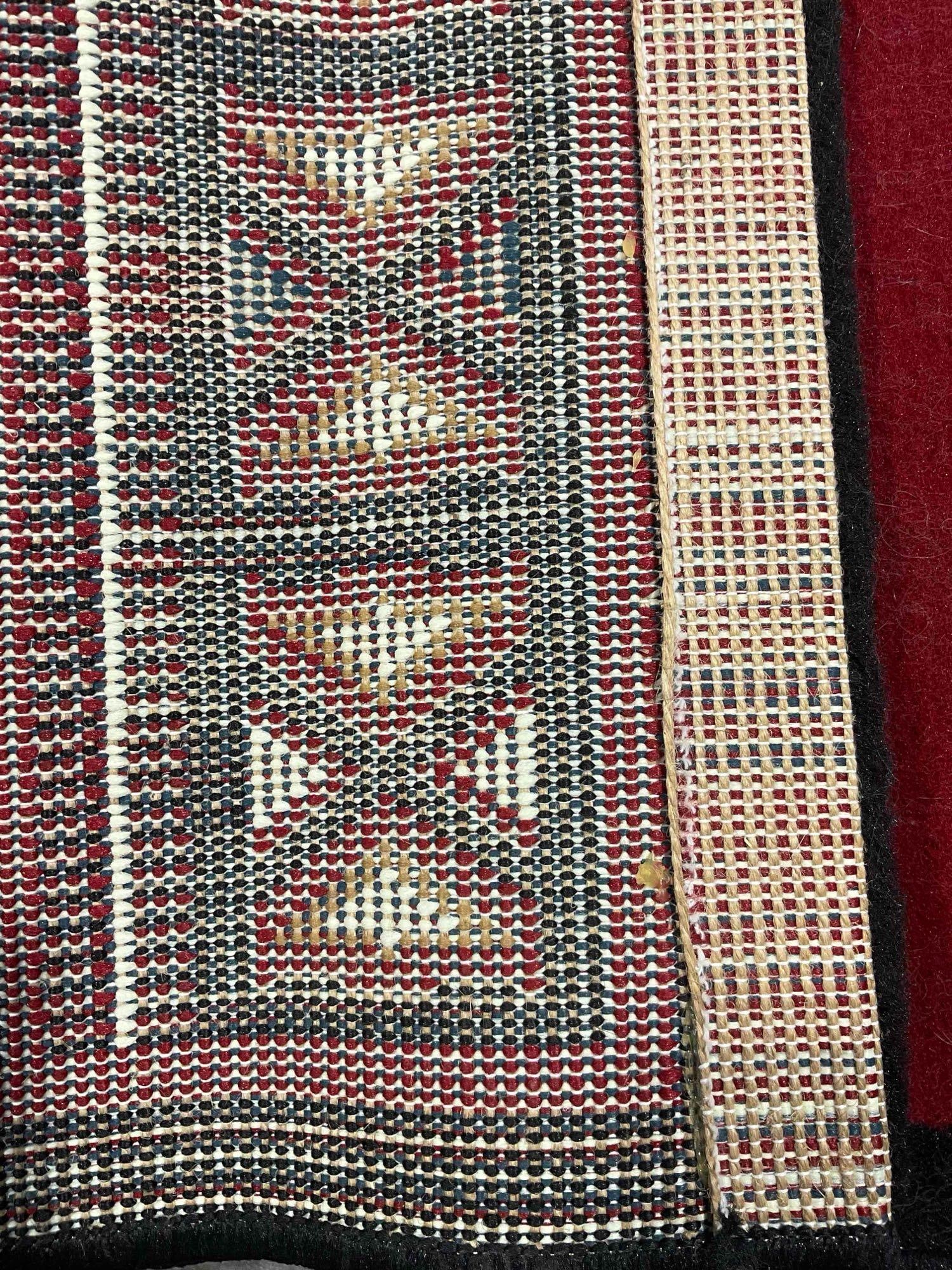 Al-Kaffary Carpet Red Acrylic? Pile Rug w/ Southwestern Geometric Design. Good Condition. - 7