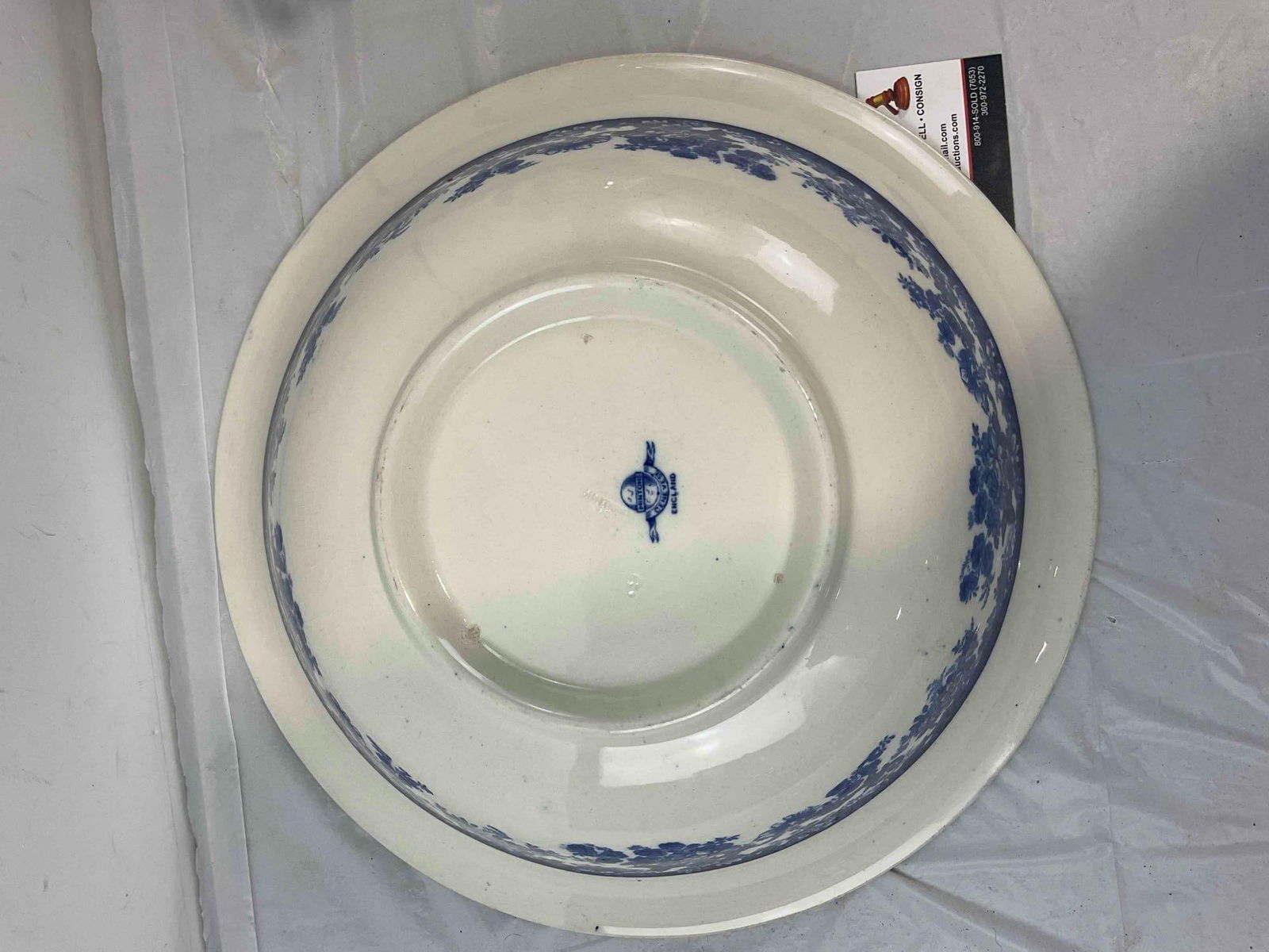 Vintage Mintons Blue & White Ceramic Bowl & Pitcher in Genevese Pattern. Very Good Condition. - 7