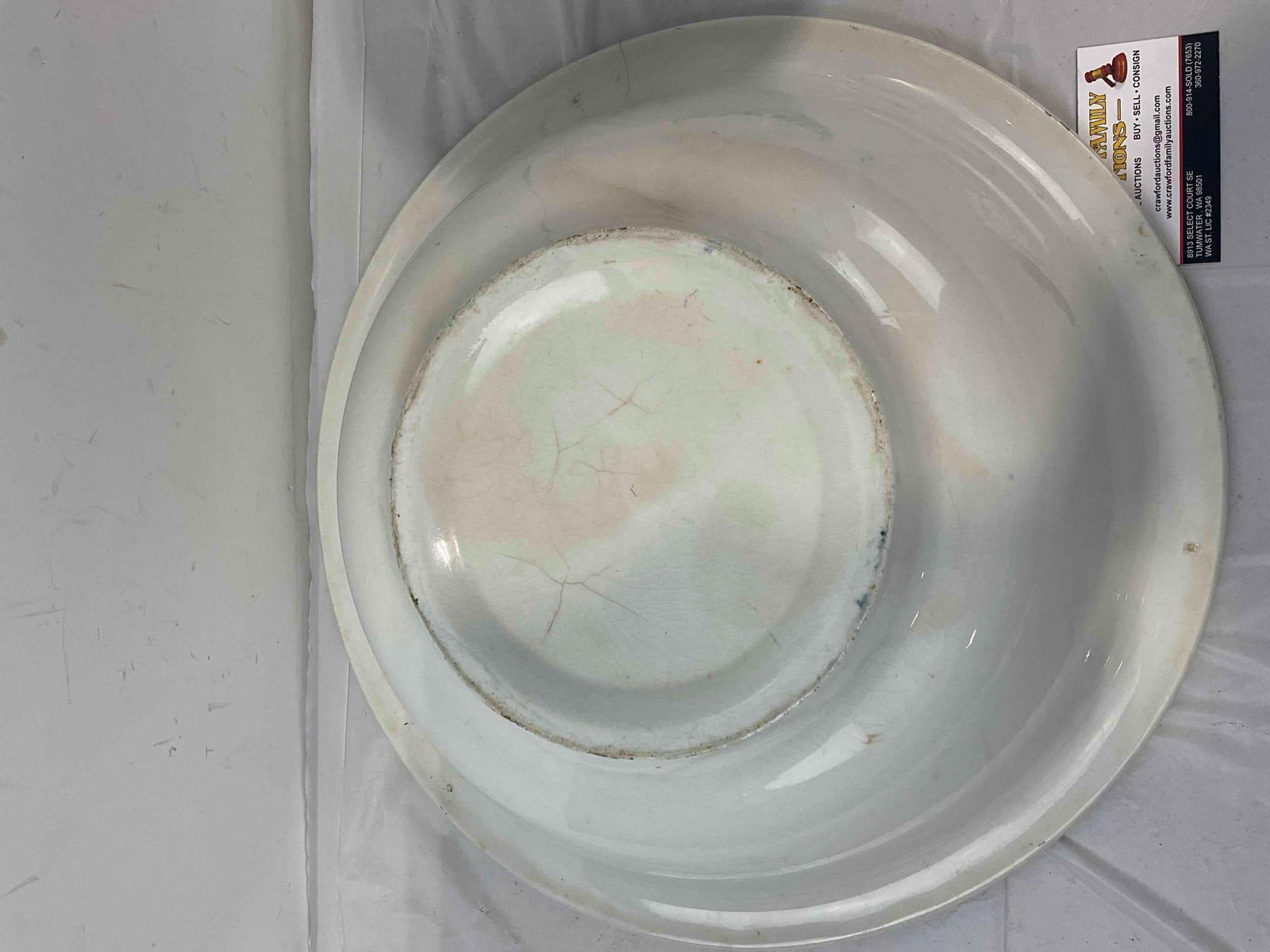 Antique Blue & White Ceramic Bowl & Pitcher, incl. 1x Sarreguemines Poppy. Very Good Condition. - 8