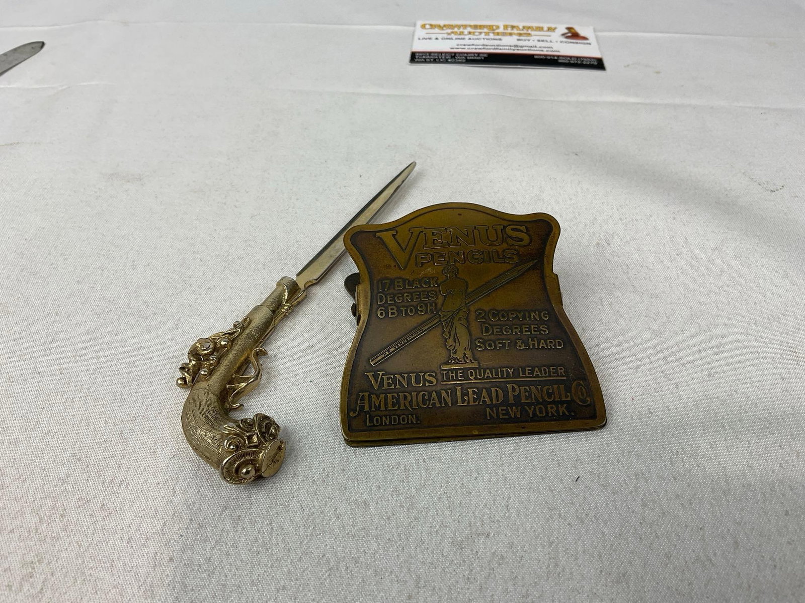 Asst of 12 Letter Openers, Venus Pencils Clip & Shoe Horn, Cast Metal, Patent Attorney Ad & more - 10