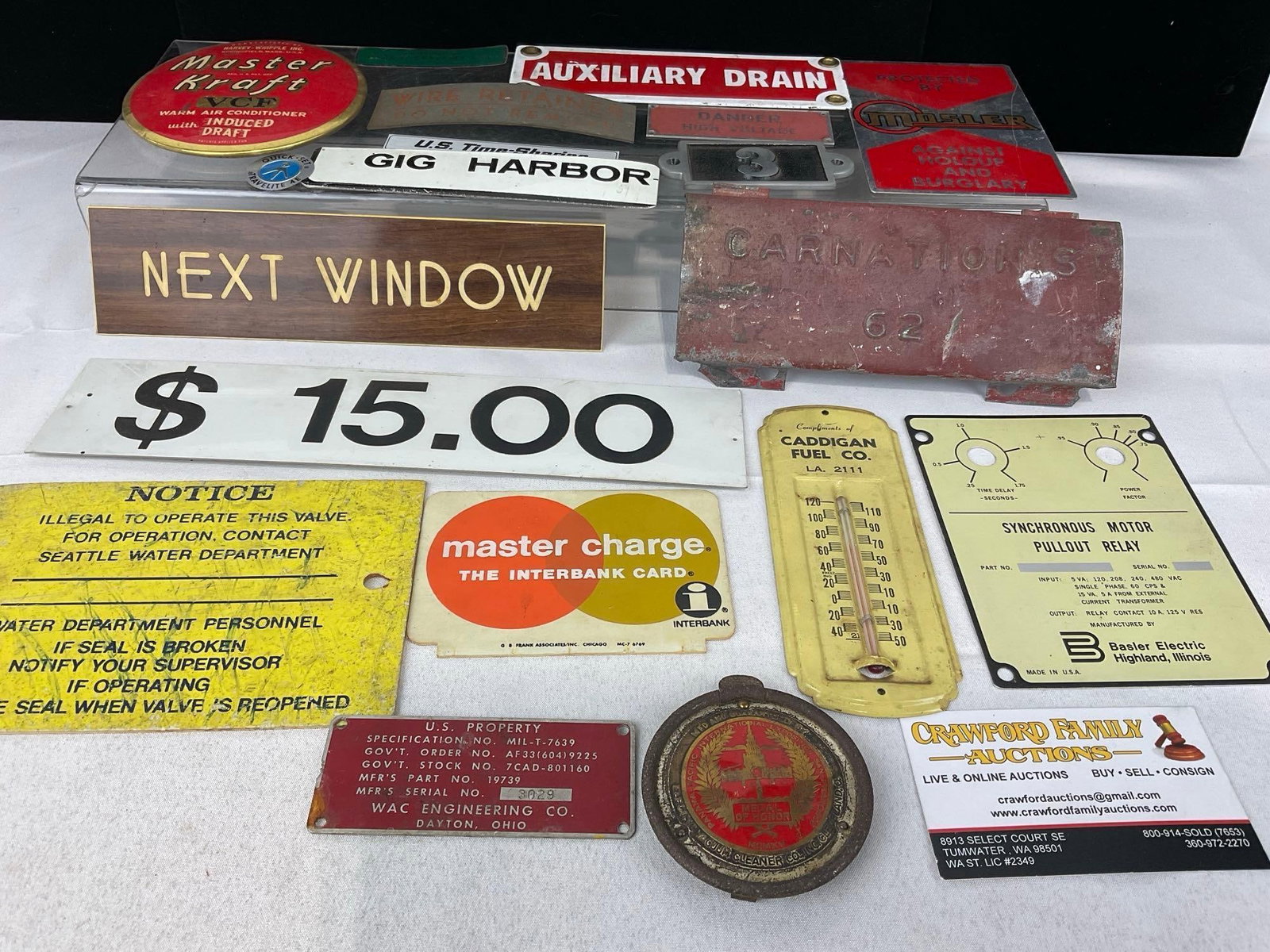 Asst Caution Plates, Bank, Master Kraft, Mosler Security, Carnations & more - 4