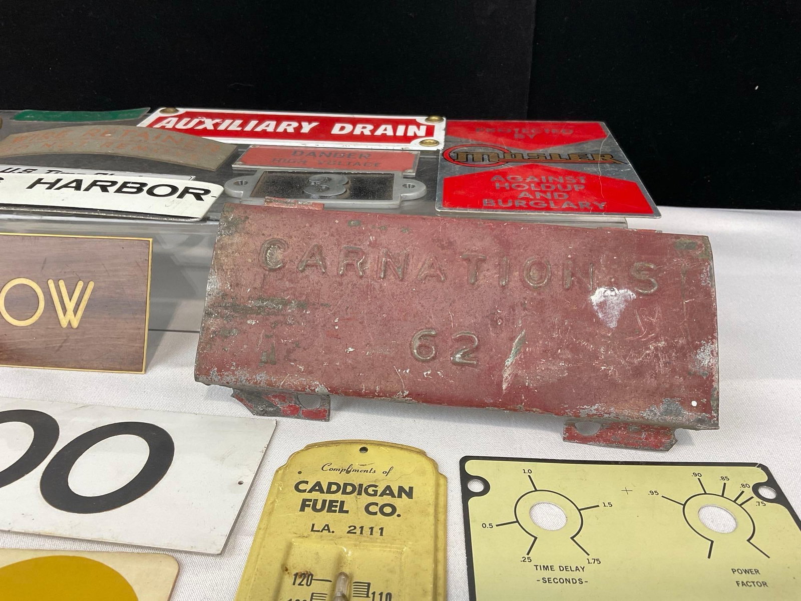 Asst Caution Plates, Bank, Master Kraft, Mosler Security, Carnations & more - 6