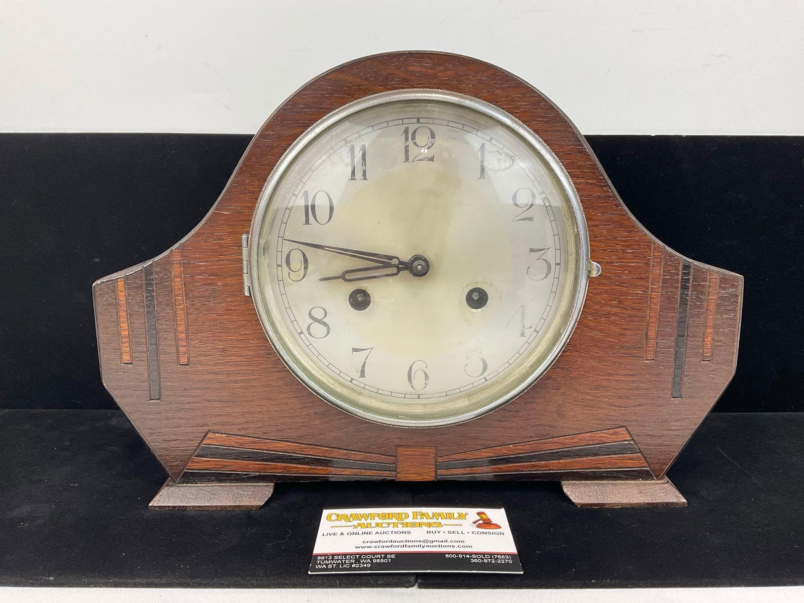 Early 20th Century Haller English Oak Mantel Clock Time Strike, 10h x 13w x 6d inches (1 of 7)