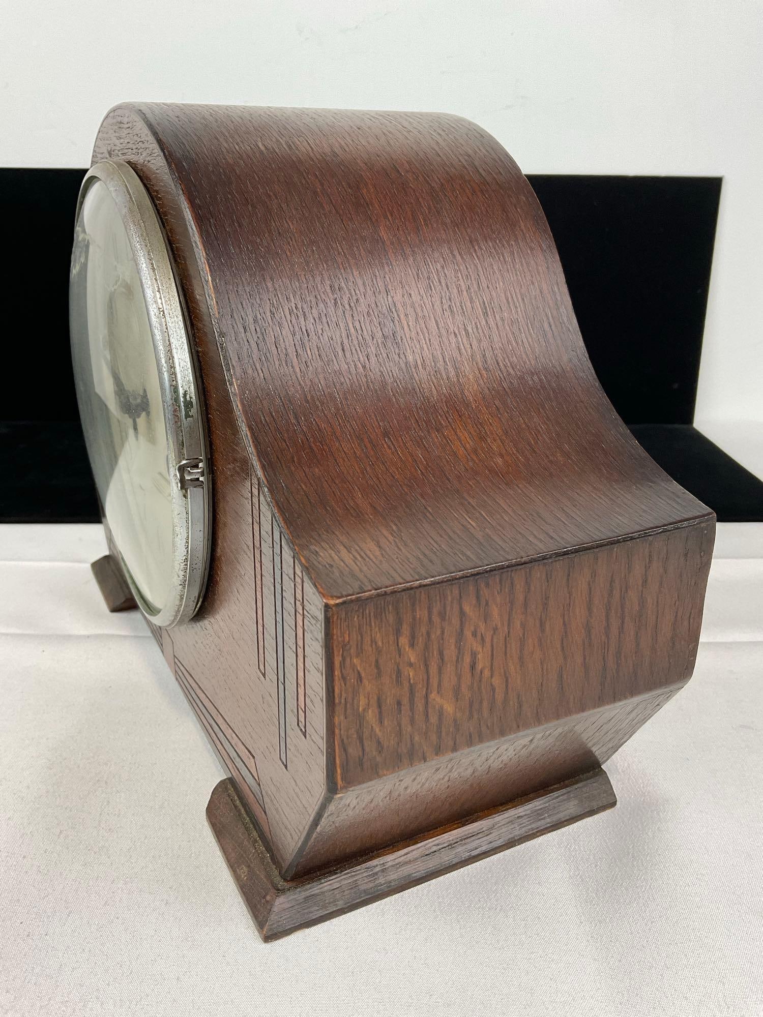 Early 20th Century Haller English Oak Mantel Clock Time Strike, 10h x 13w x 6d inches - 3