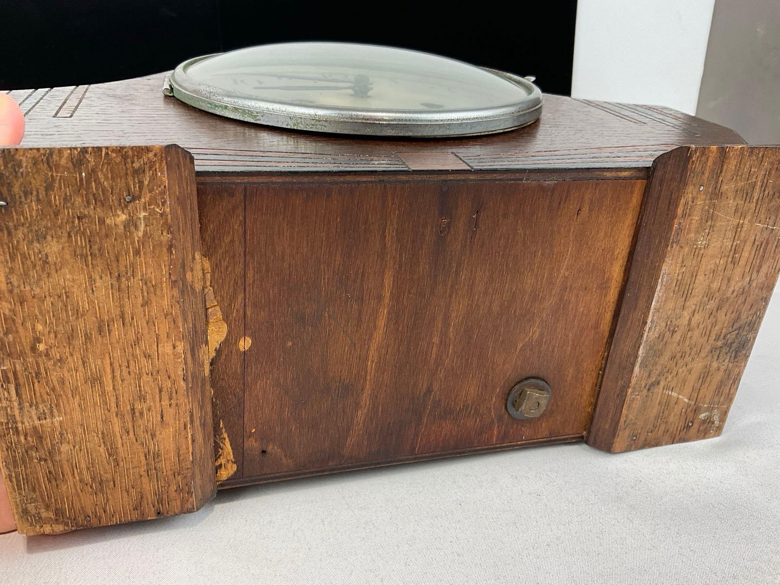 Early 20th Century Haller English Oak Mantel Clock Time Strike, 10h x 13w x 6d inches - 7