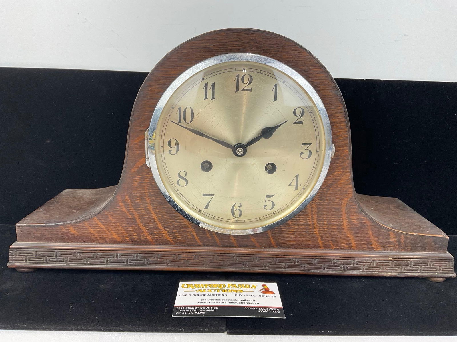 Antique English Mantel Humpback Clock w/Westminster Chime, Time Strike, 10h x 17w x 7d inches (1 of 6)