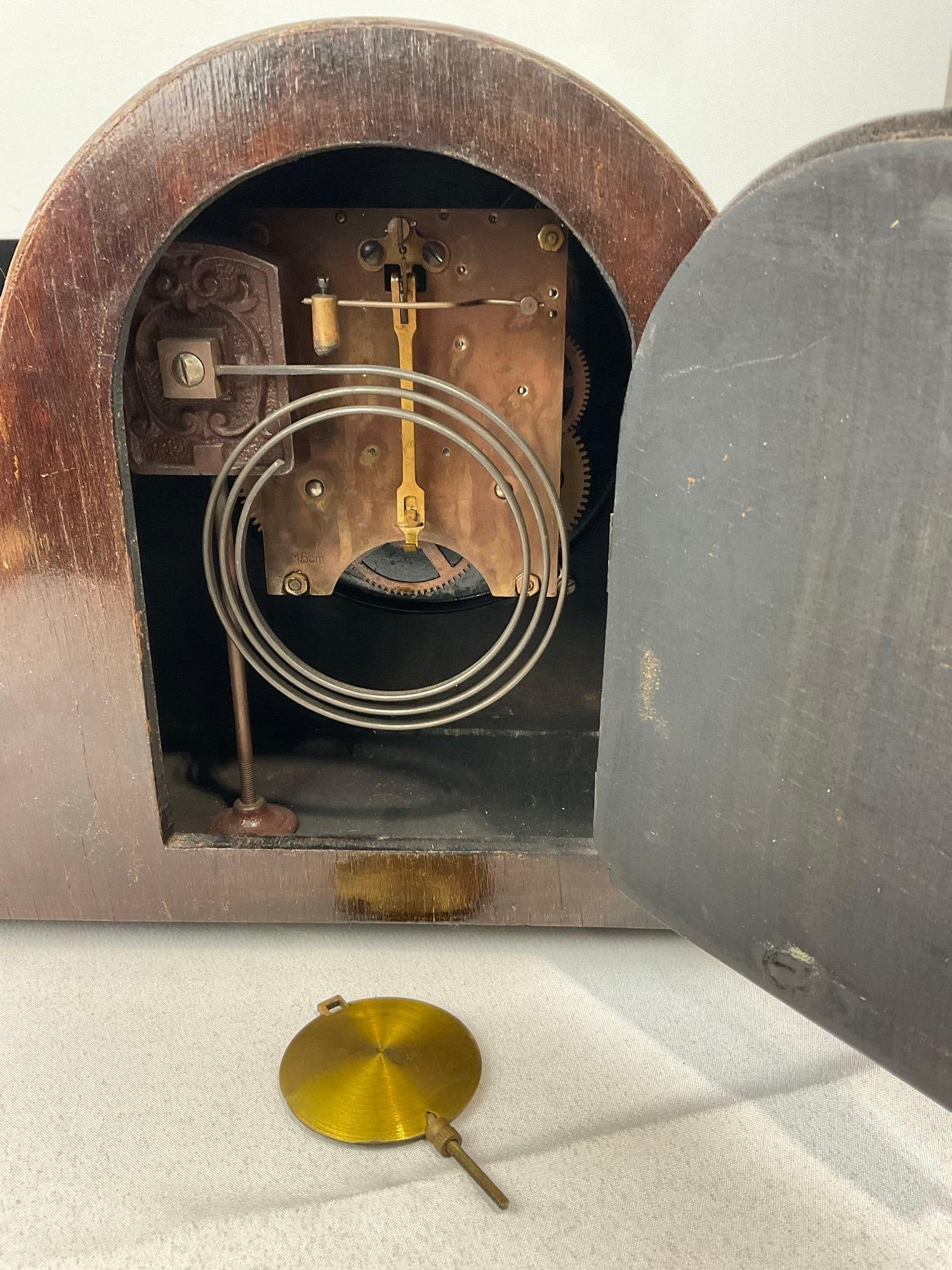 Antique German Humpback Mantel Clock, w/Westminster Chime, Time Strike, 10h x 16w x 6d inches - 5