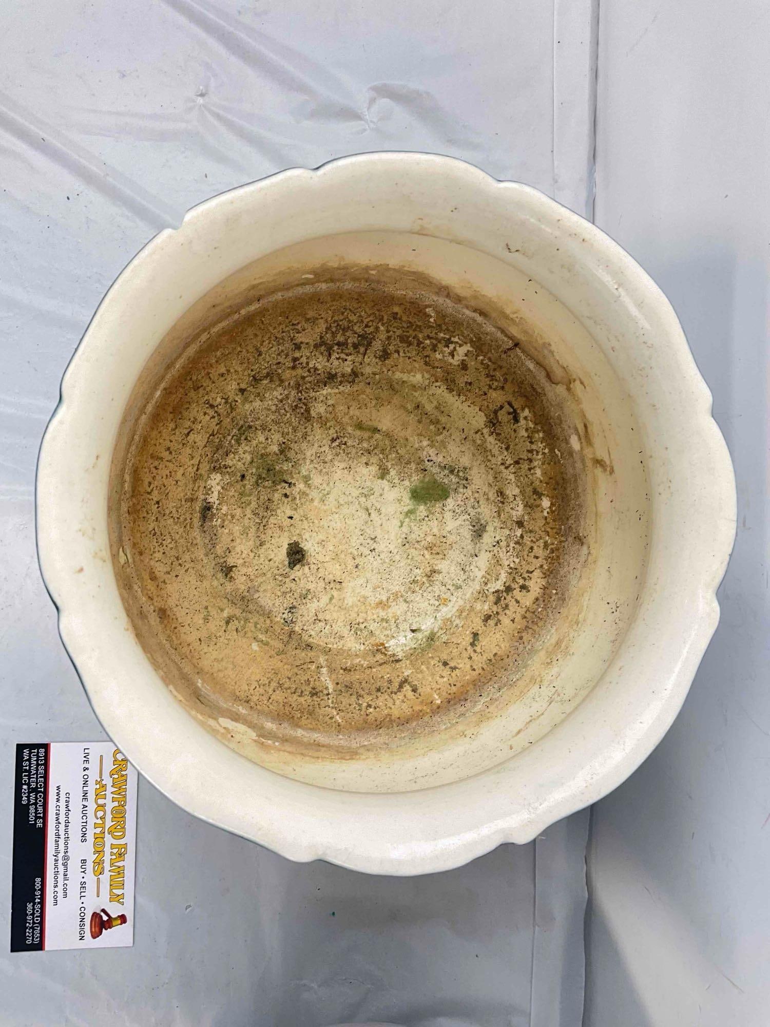 Pair of Vintage Lovely Blue & White Ceramic Jardiniere Planter Pits w/ Lily Motif. Very Good Cond. - 5