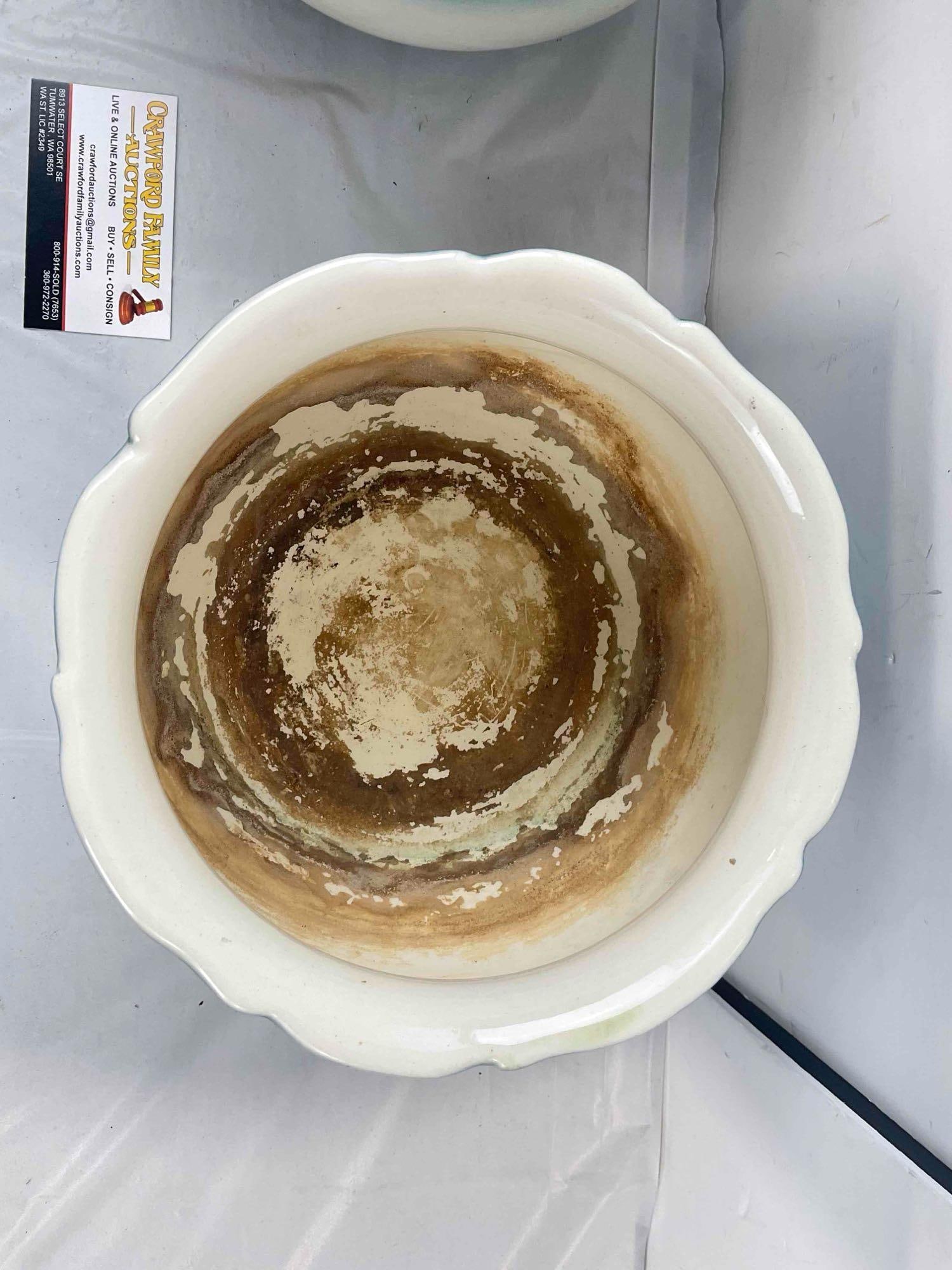 Pair of Vintage Lovely Blue & White Ceramic Jardiniere Planter Pits w/ Lily Motif. Very Good Cond. - 6