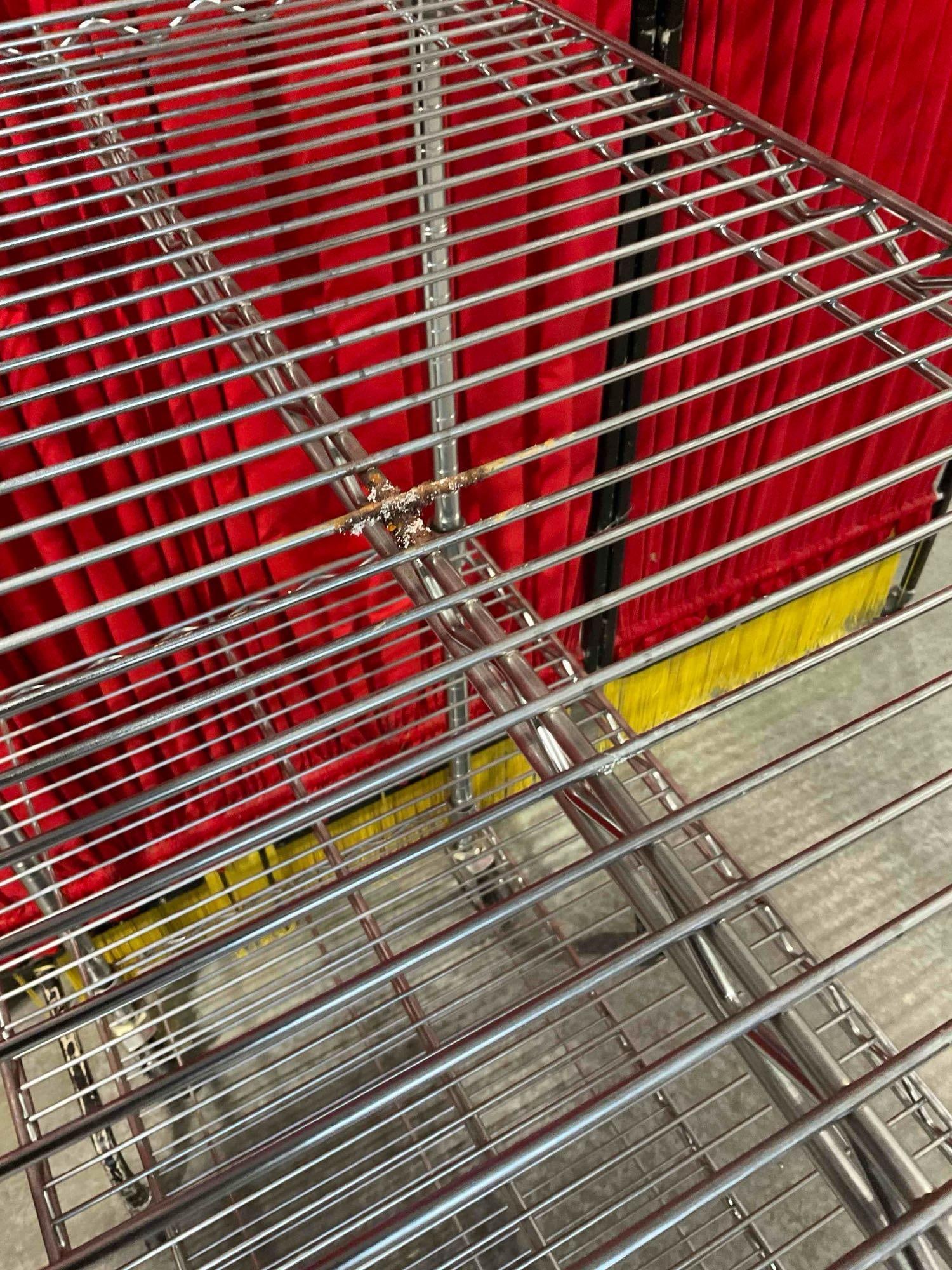 6 Tier Wire Rack Shelving Unit with Rolling Castors and a Silver Finish. - 5