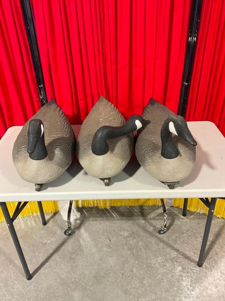 3x G & H Brand Goose Decoy Floats w/ Posable Necks. Fair Condition. - 2