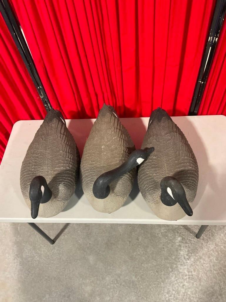 3x G & H Brand Goose Decoy Floats w/ Posable Necks. Fair Condition. - 4