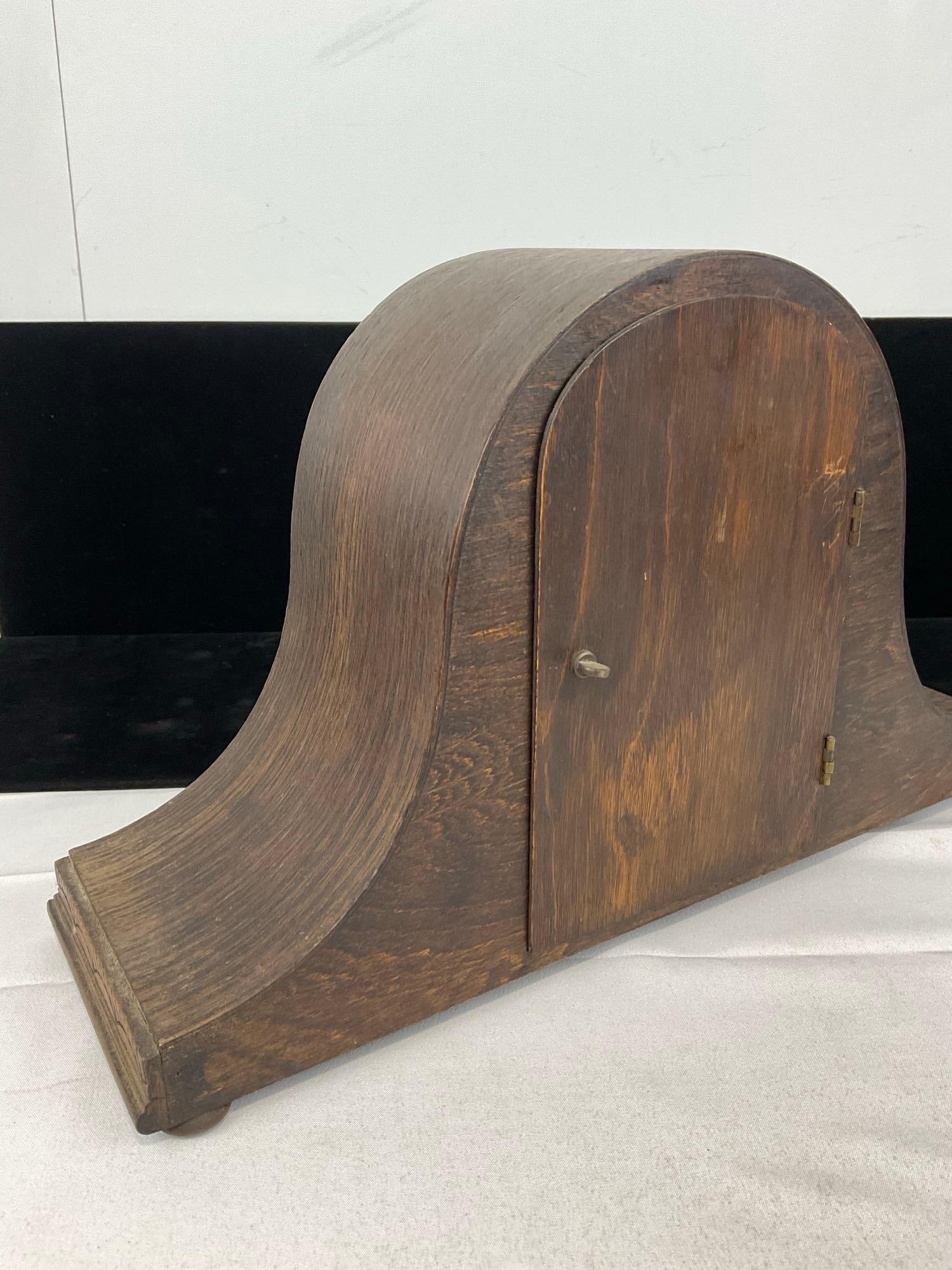 Early 20th Century Humpback Mantel Clock, Time Strike, Westminster Chime, 10h x 16w x 6d inches - 4