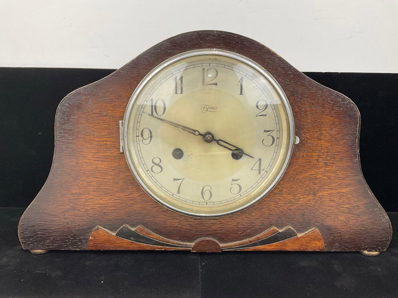 Early 20th Century Oak English Tymo Mantel Clock, Time Strike 8 Day Movement, 10h x 16w x 6d inches (1 of 5)