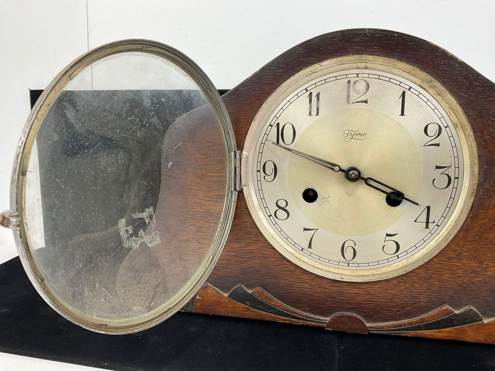 Early 20th Century Oak English Tymo Mantel Clock, Time Strike 8 Day Movement, 10h x 16w x 6d inches - 2