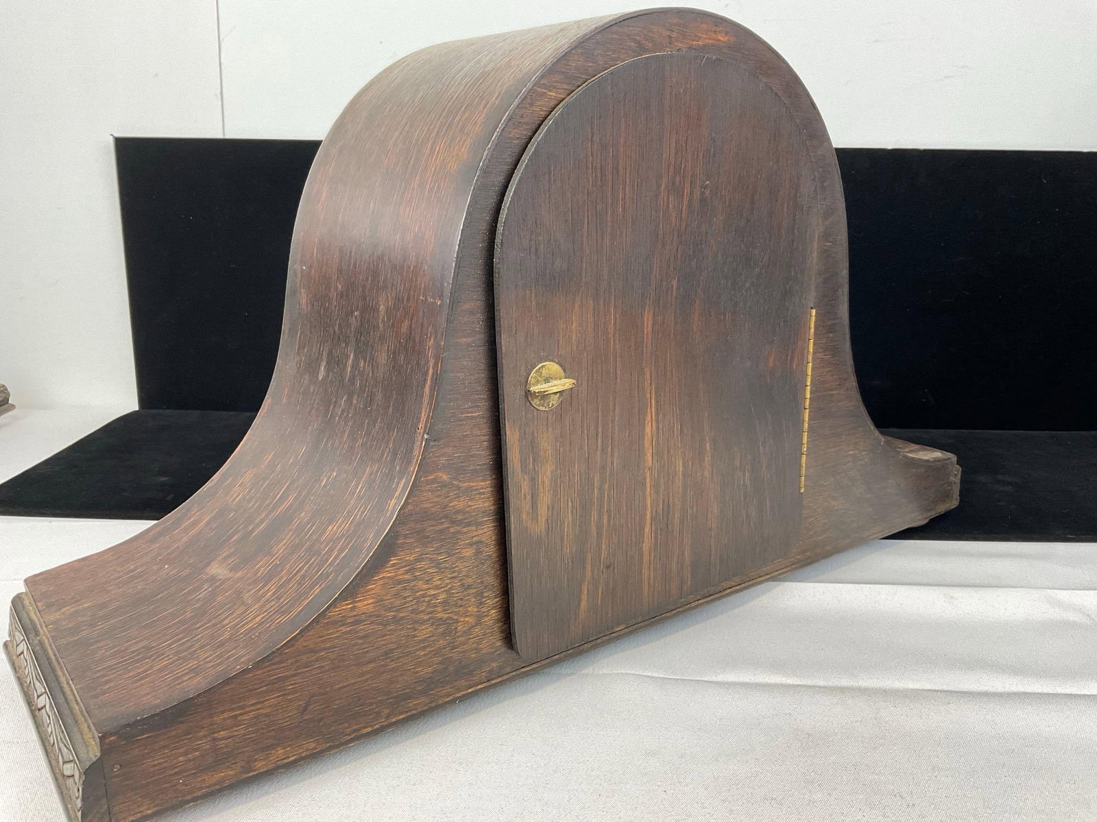 Antique English Oak Mantel Clock, Time Strike, Westminster Chime, 10h x 17w x 6d inches - 4