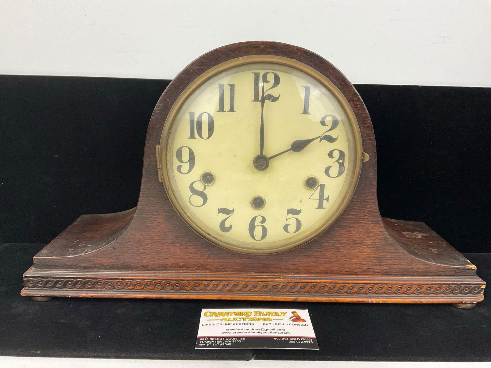 Early 20th Century English Oak Mantel Clock, Time Strike Chime, 10h x 16w x 6d inches (1 of 5)