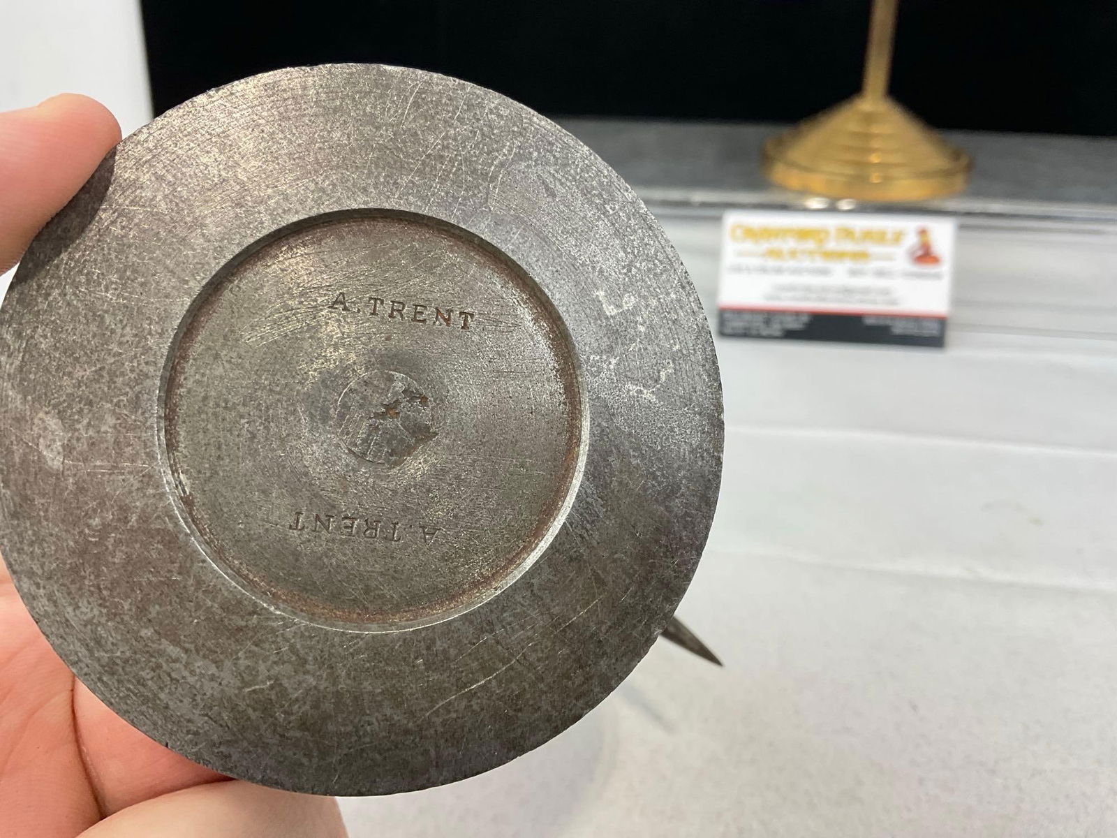 Vintage Brass Magnifying Glass on Stand & Antique Cast Iron A. Trent Surface Gauge - 3