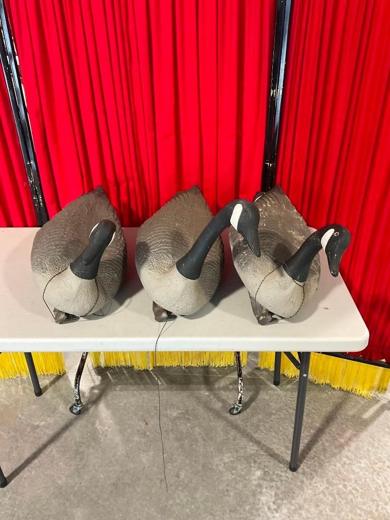 3x G & H Brand Goose Decoy Floats with Posable Necks. Fair Condition. - 2