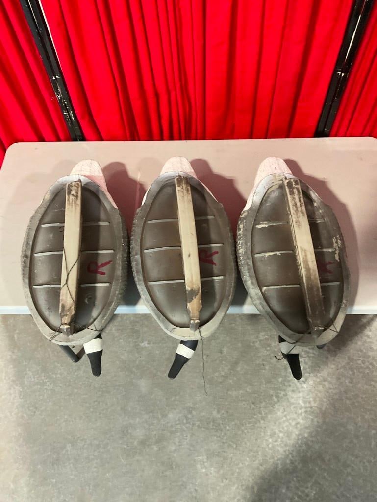 3x G & H Brand Goose Decoy Floats with Posable Necks. Fair Condition. - 5