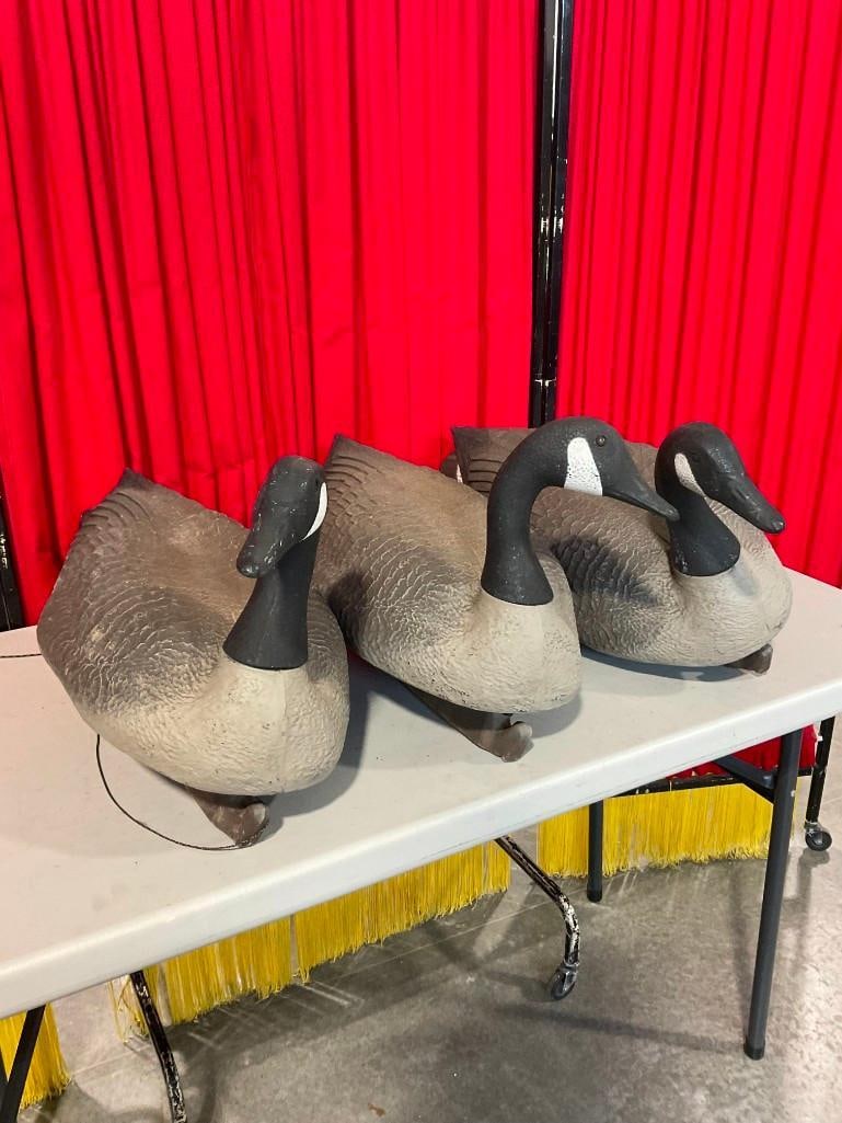 3x G & H Brand Goose Decoy Floats with Posable Necks. Fair Condition. - 2