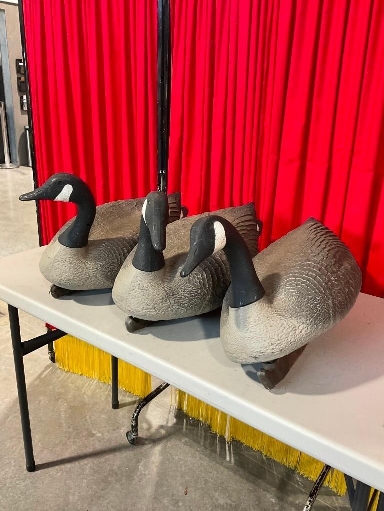 3x G & H Brand Goose Decoy Floats with Posable Necks. Fair Condition. - 3