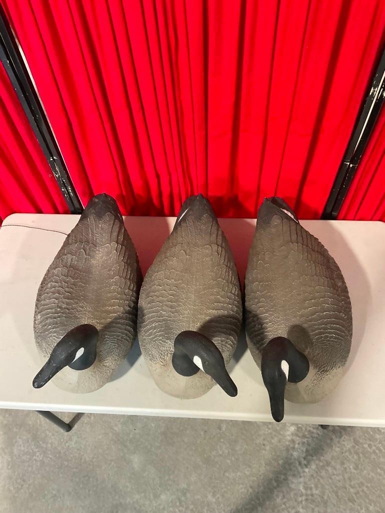 3x G & H Brand Goose Decoy Floats with Posable Necks. Fair Condition. - 4