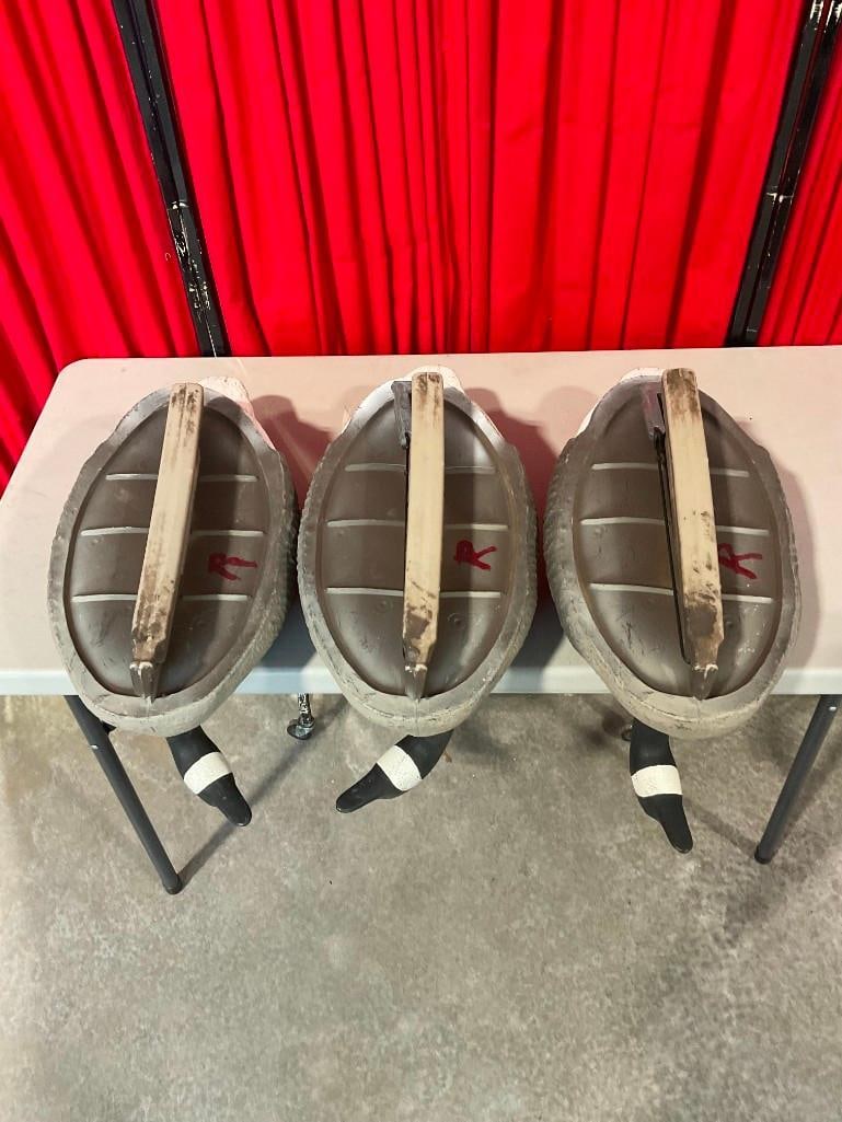 3x G & H Brand Goose Decoy Floats with Posable Necks. Fair Condition. - 5