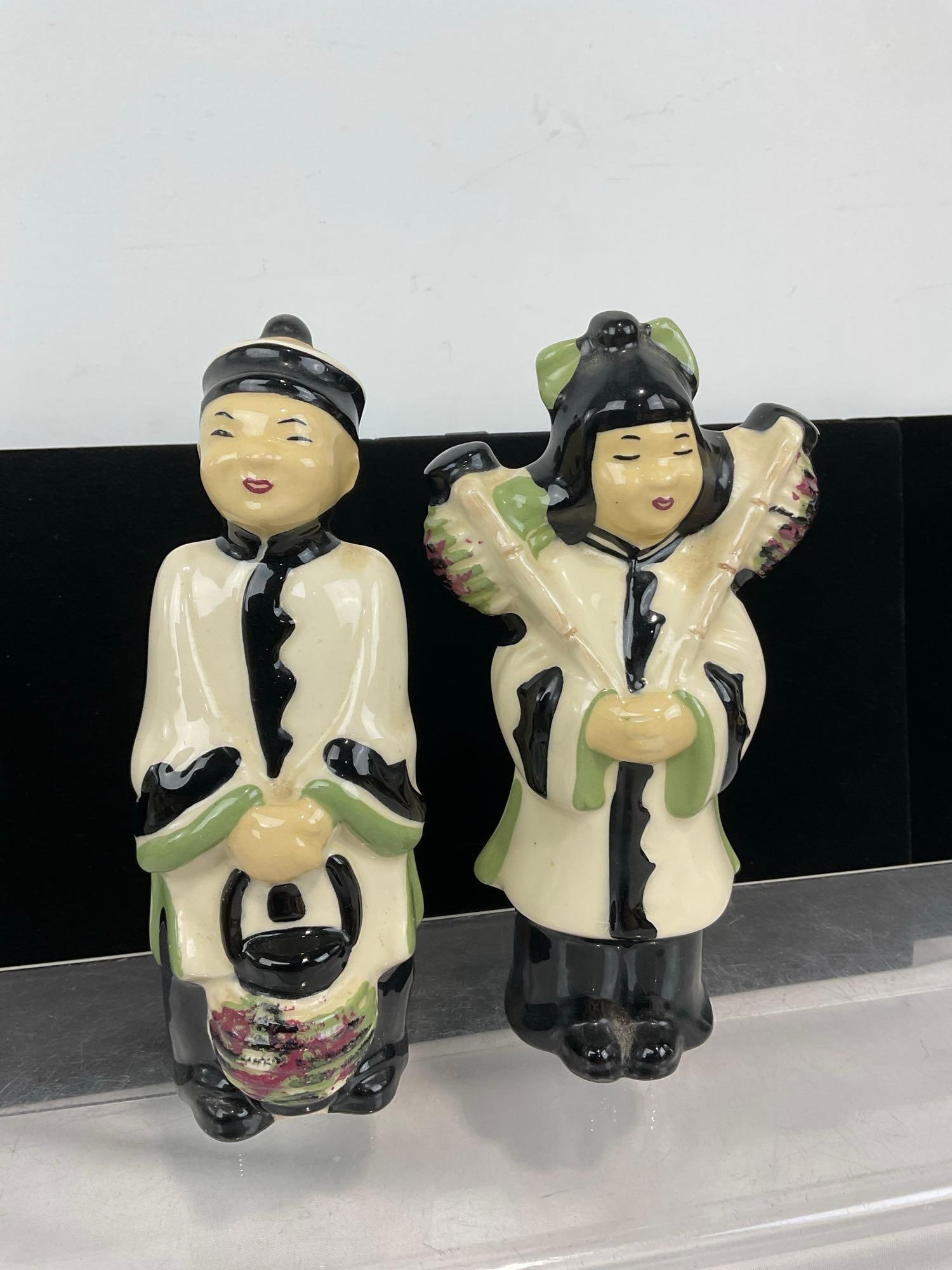 Pair of Asian Glazed Pottery Planters, SBM California Pottery, 8h x 6w x 4d inches - 2