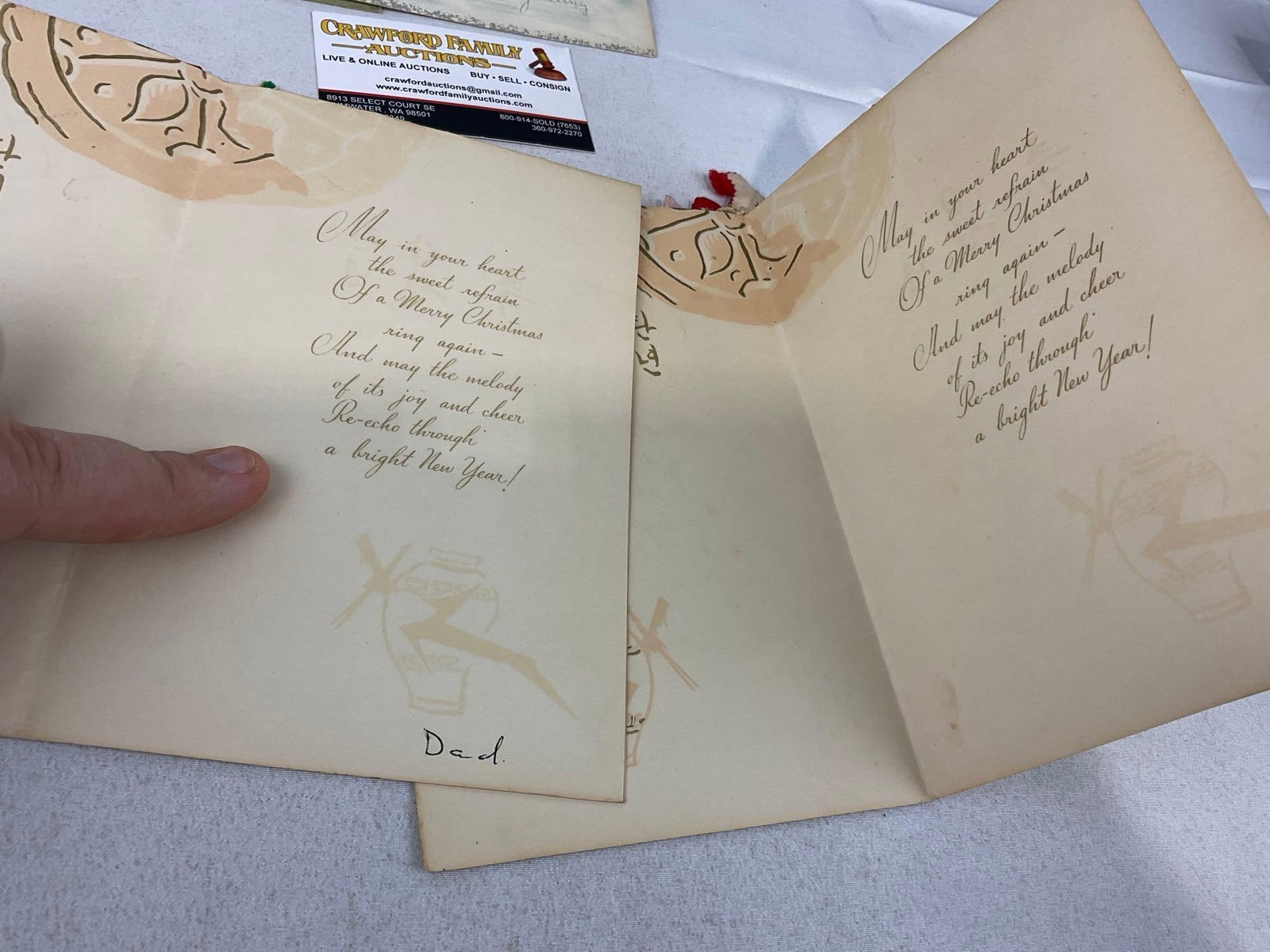 Framed Shadowbox w/3 masks, Indian Carved Brass Toy, Elephant w/ Wheels, 4 Watercolor Greeting Ca... - 6