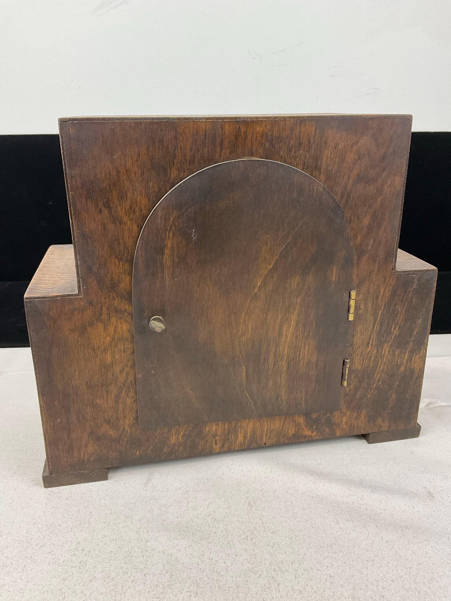 Early 20th Century Square Mantel Clock, Time Strike w/key, 10h x 11w x 6d inches - 4