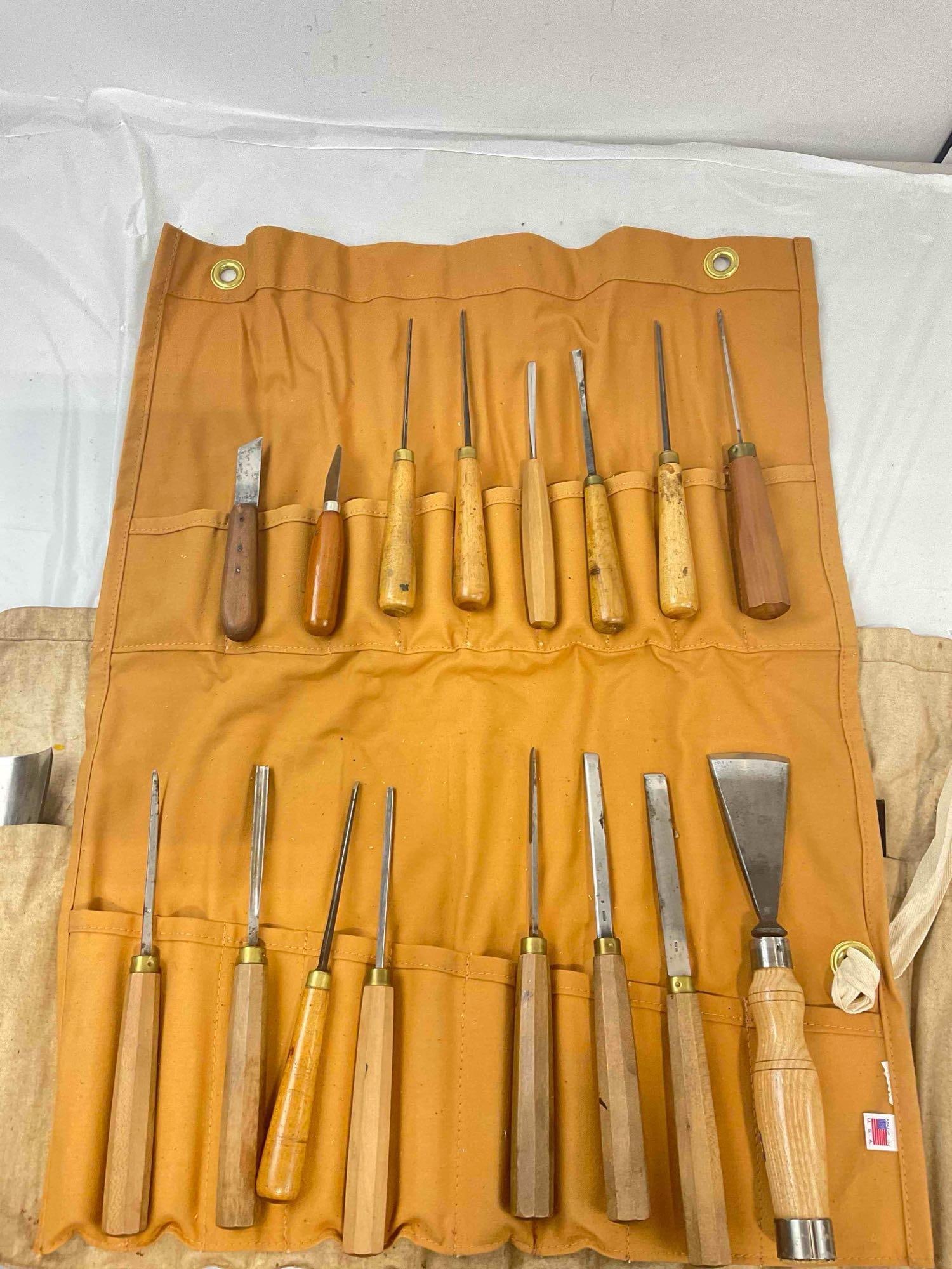 30 pcs Vintage Wood Carving Tools, incl. PFEIL? Swiss Made Chisels & 2 Canvas Cases. See pics. - 4