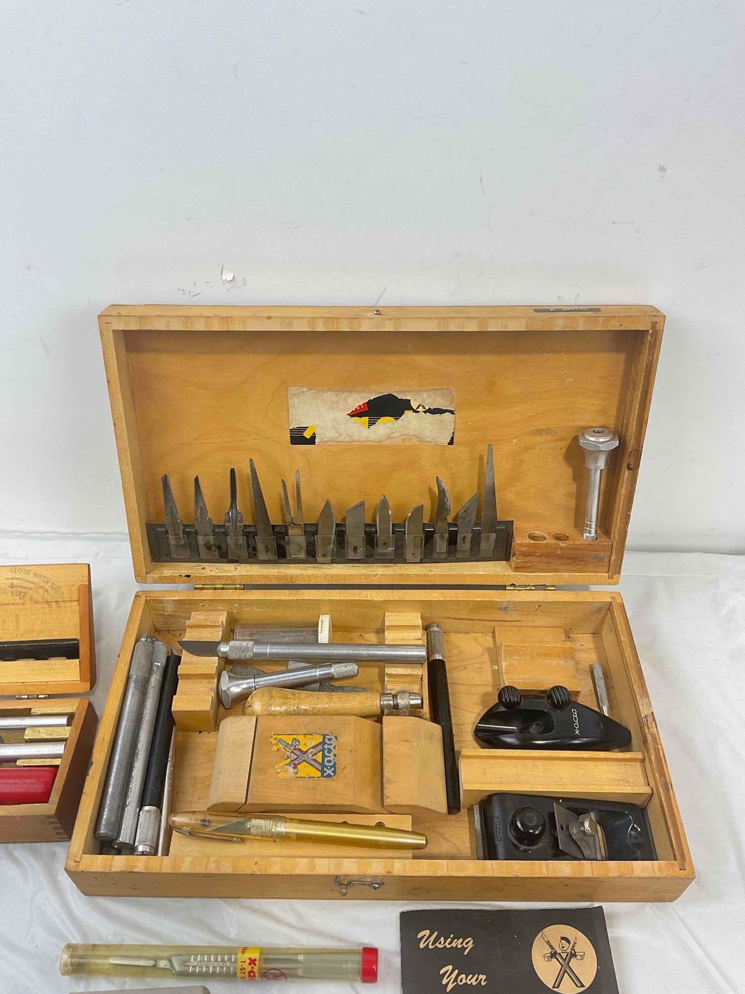 2 pcs Vintage X-Acto Knife & Tool Sets, incl. Blades & Saw. Very Good Condition. See pics. - 2