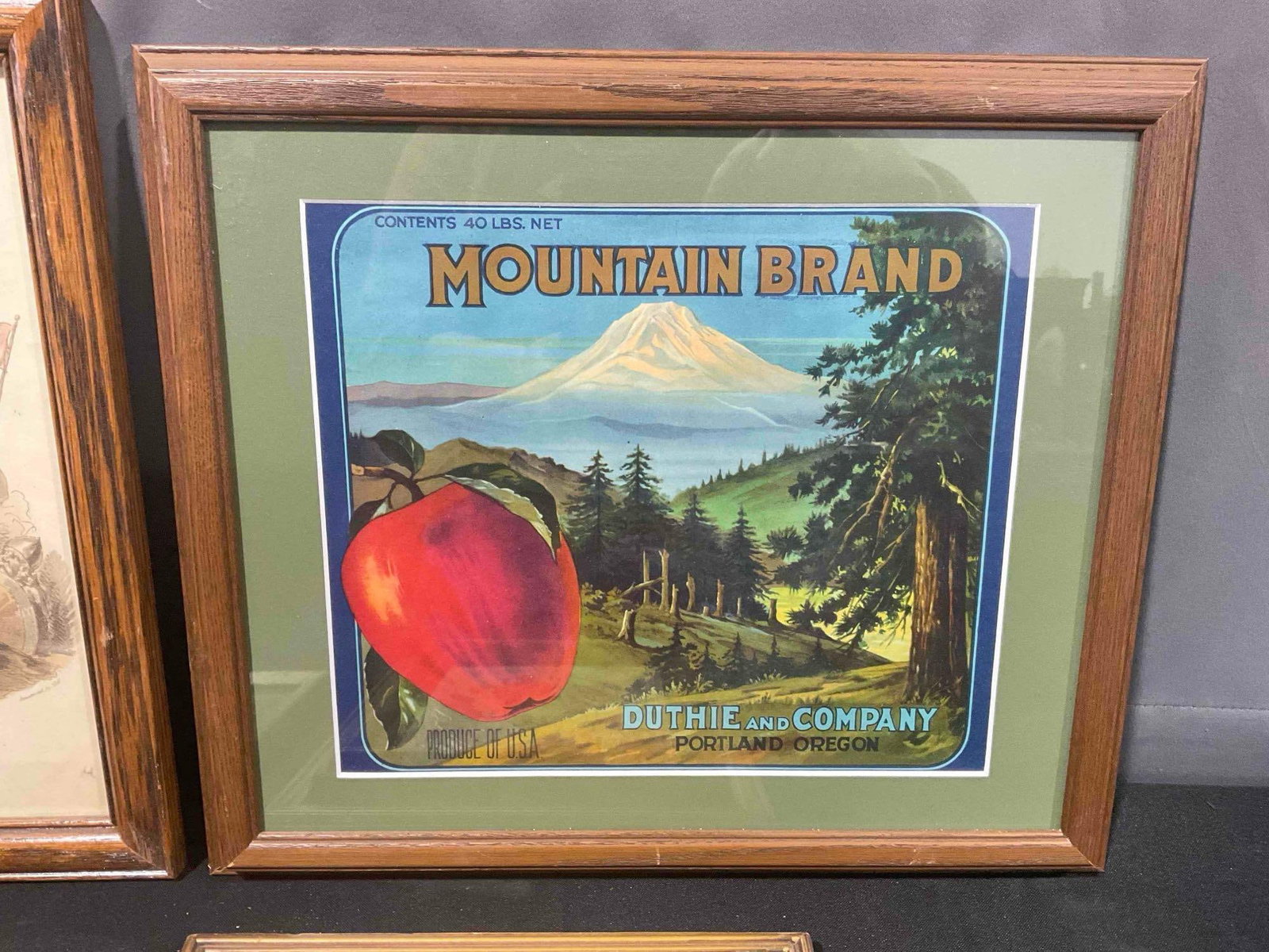 4 pcs Vintage Framed Art, incl. Apple Produce Advertisement, Mucha Print & More! See pics. - 6