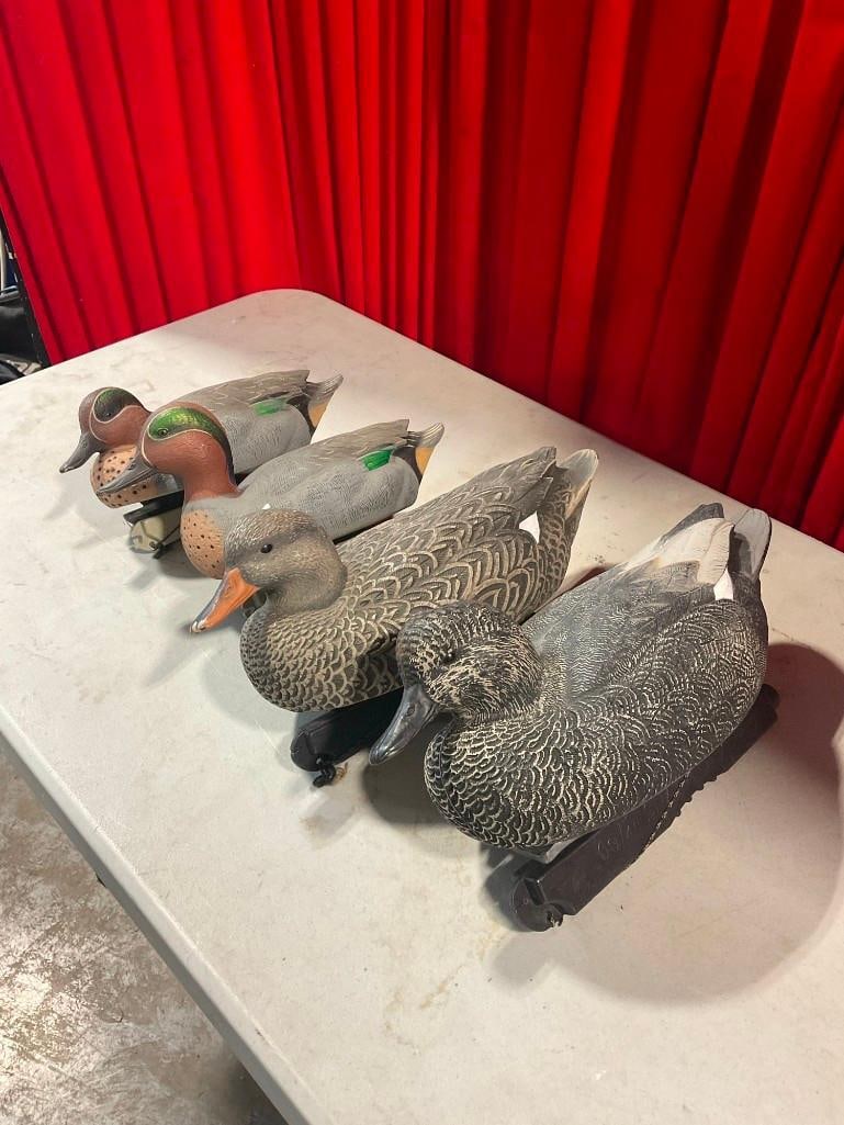 Collection of 4x Floating Duck Decoys in Fair Condition Inc. Snaplock & Greenheag Gear - 3