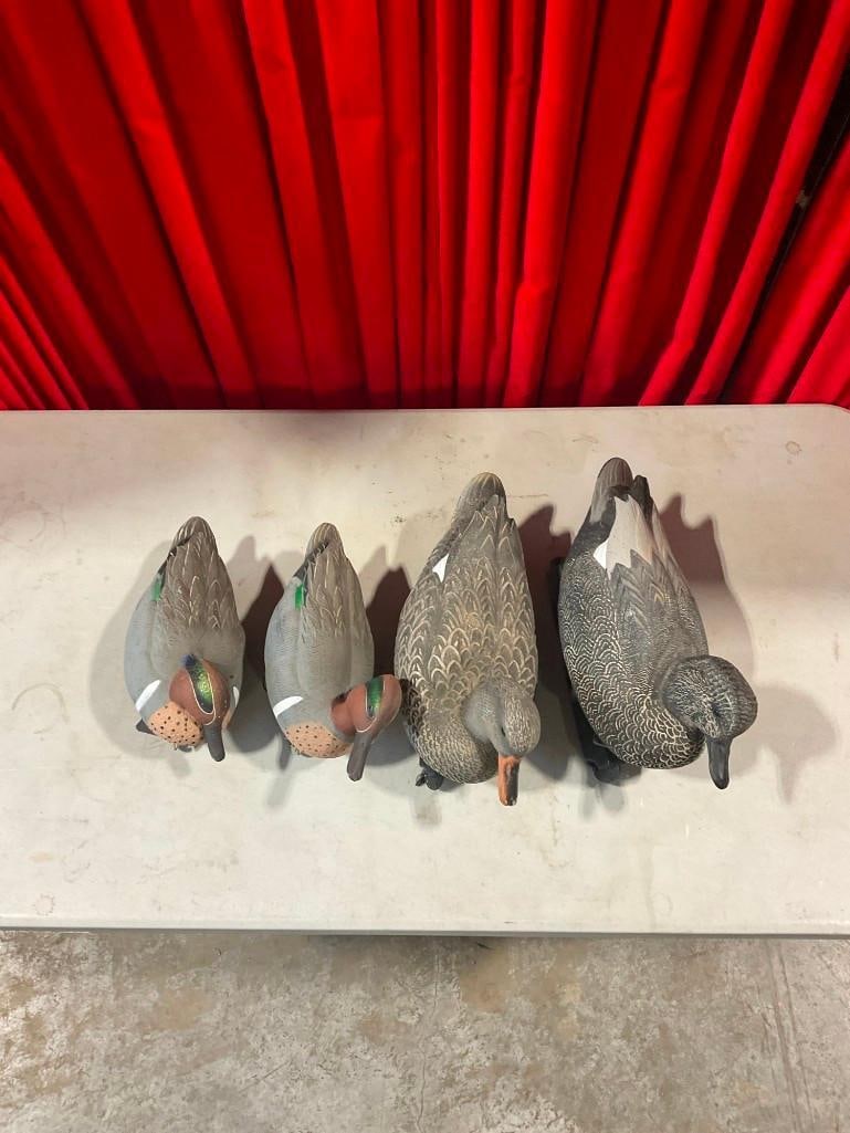 Collection of 4x Floating Duck Decoys in Fair Condition Inc. Snaplock & Greenheag Gear - 4